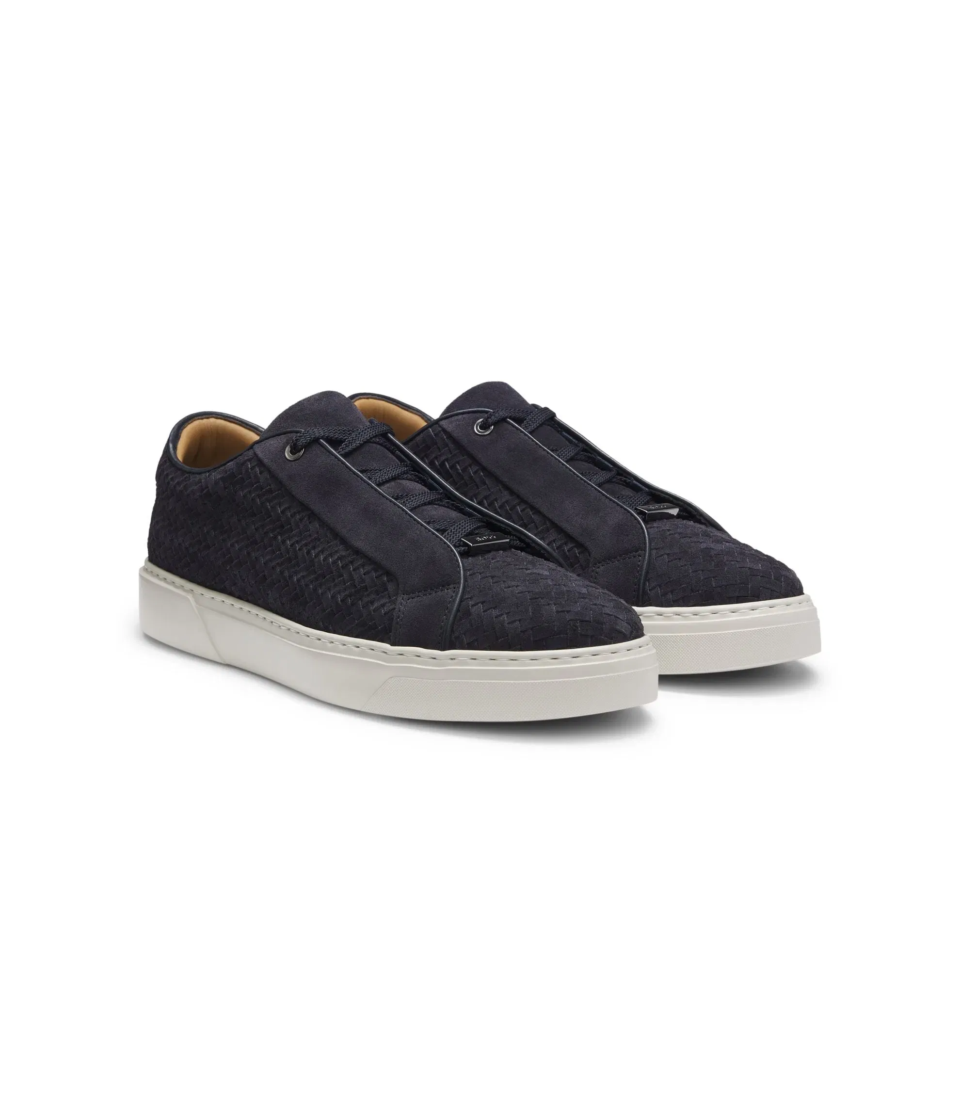 Boss Gary Trainers With Woven Suede Uppers Dark Blue Dark Blue
