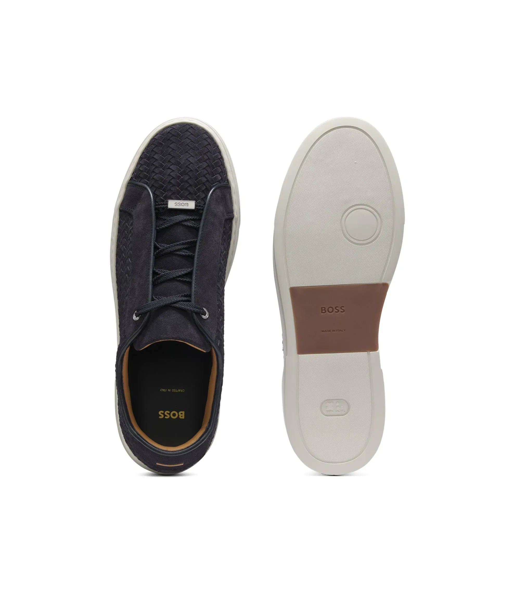 Boss Gary Trainers With Woven Suede Uppers Dark Blue Dark Blue