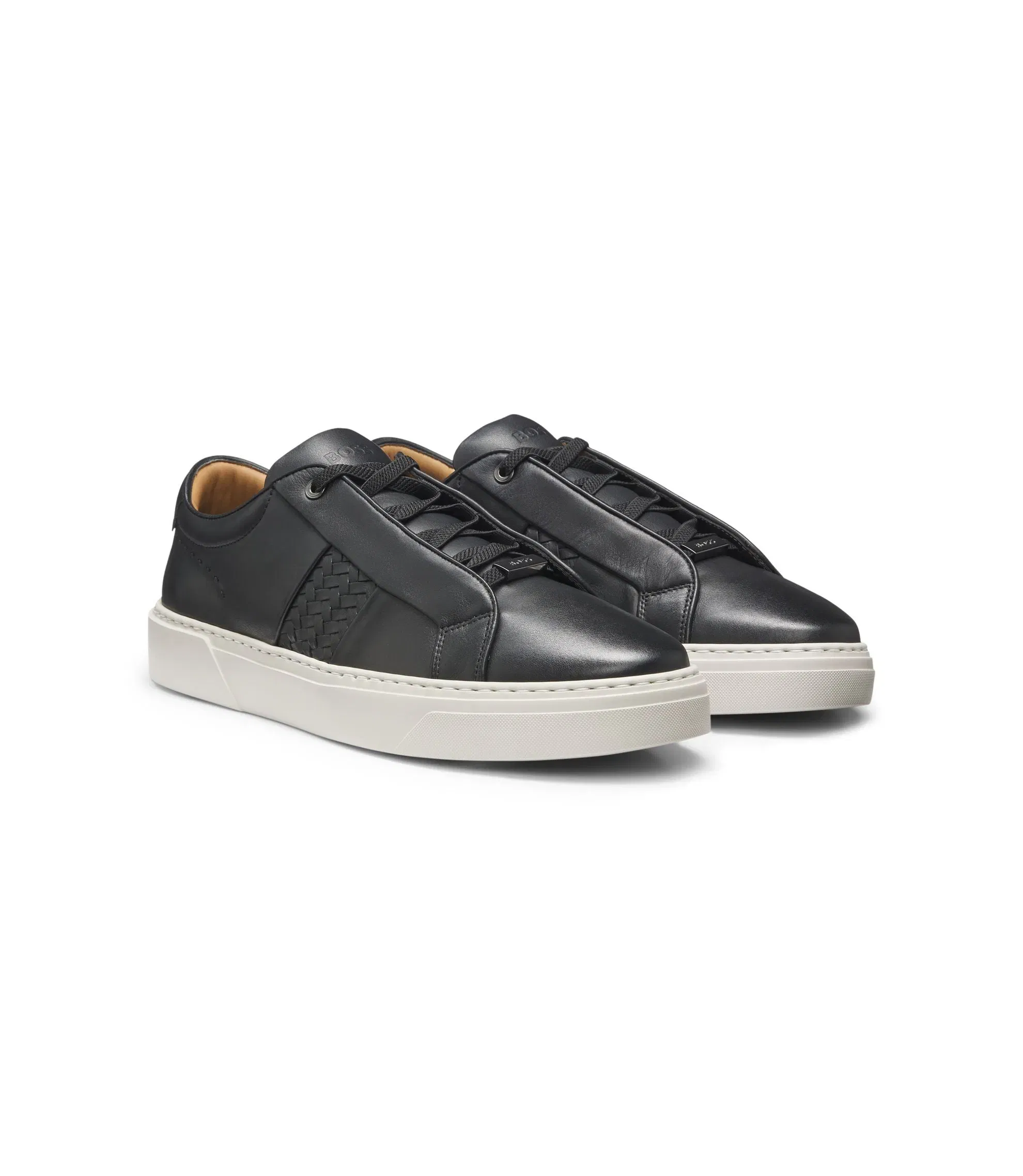 Boss Gary Trainers With Woven Details Black Black
