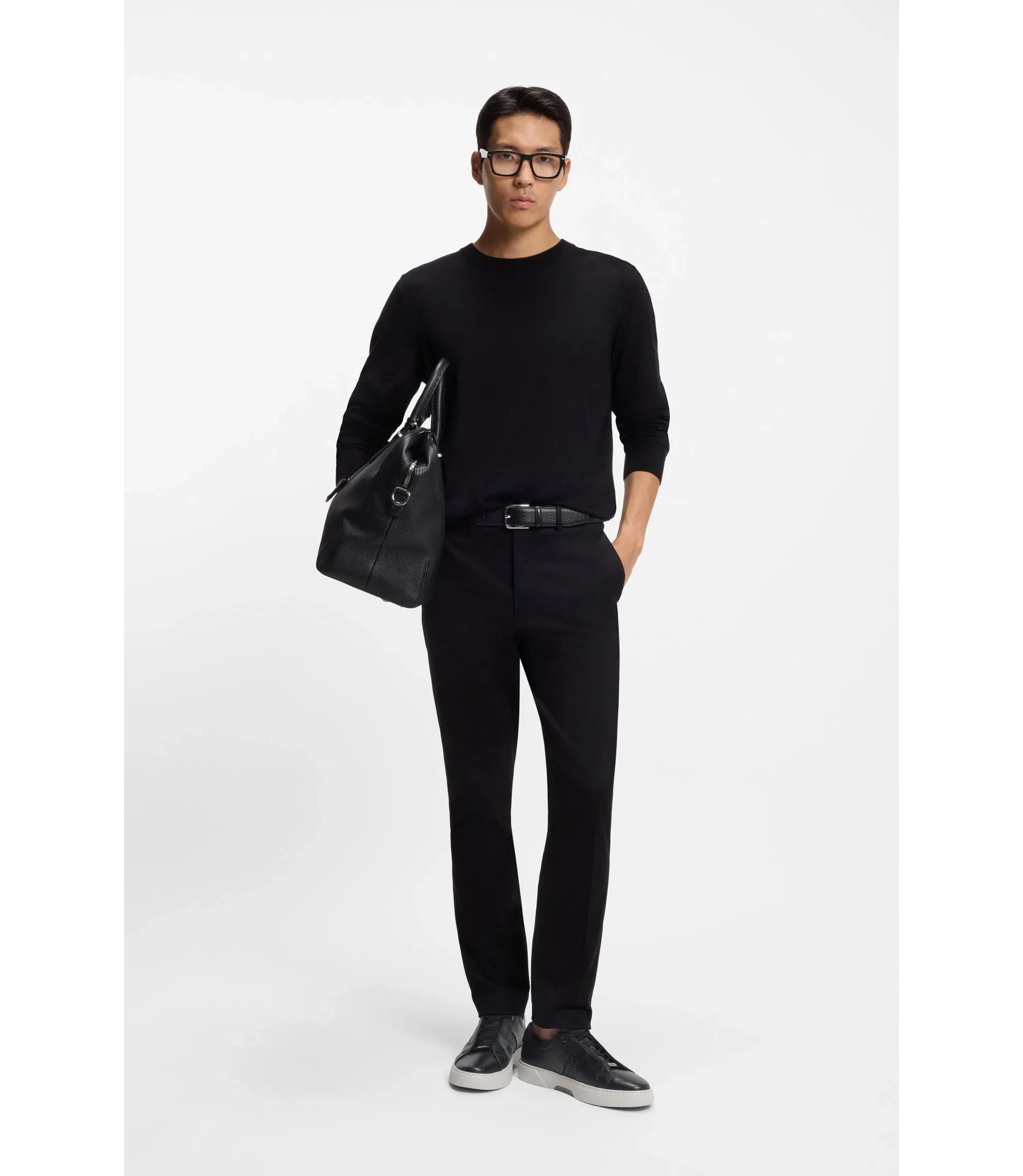 Boss Gary Trainers With Woven Details Black Black