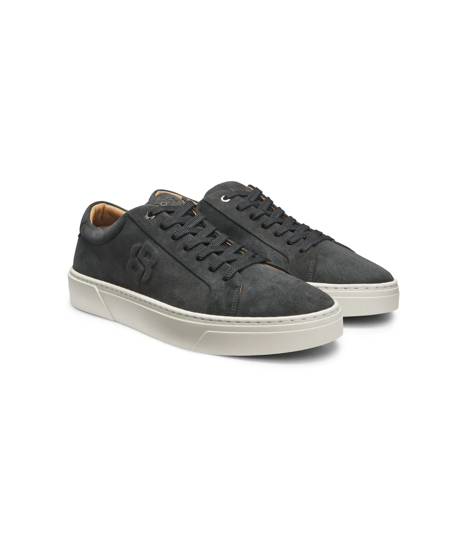 Boss Gary Trainers In Velour Effect Suede Dark Grey Dark Grey