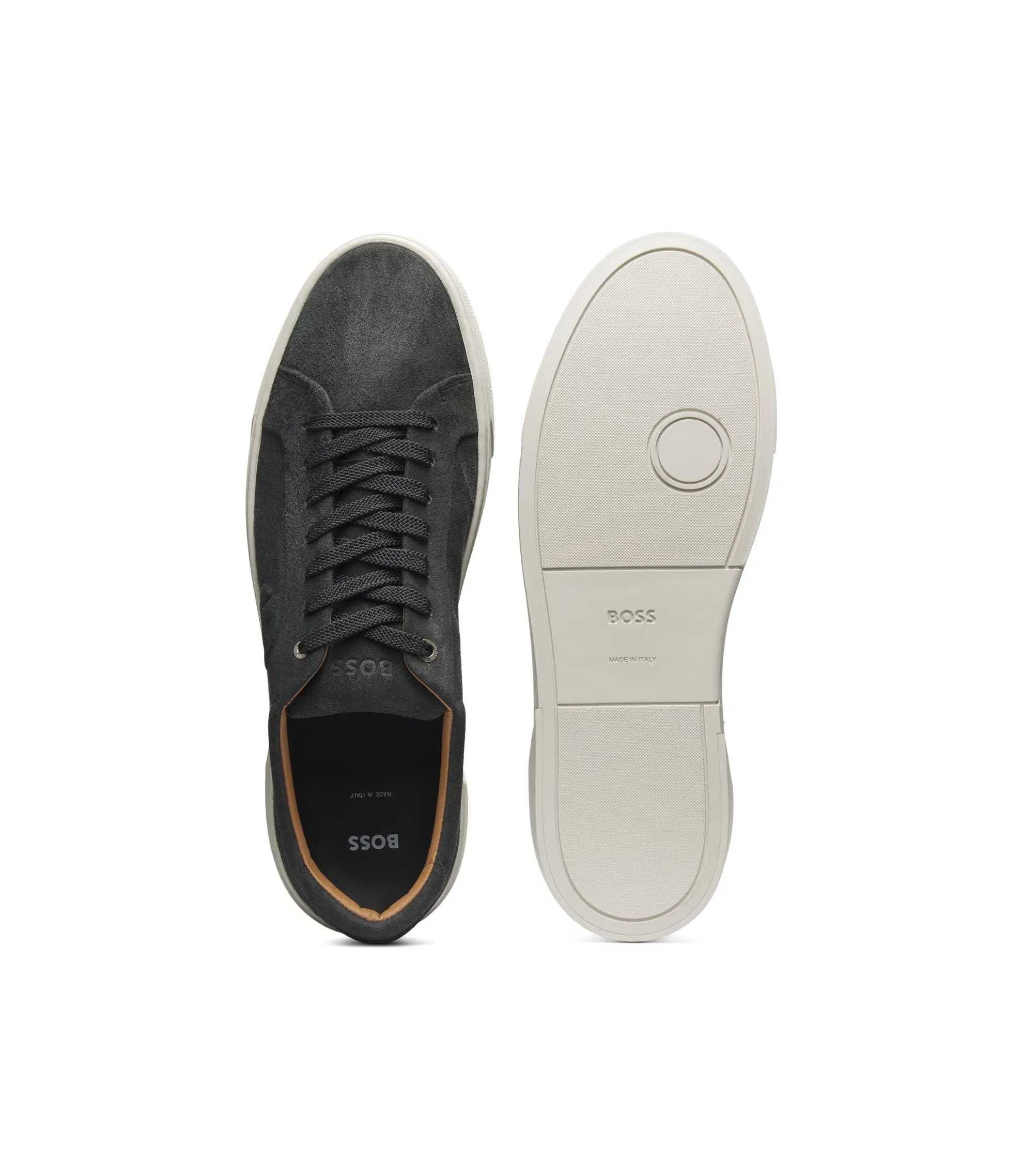Boss Gary Trainers In Velour Effect Suede Dark Grey Dark Grey