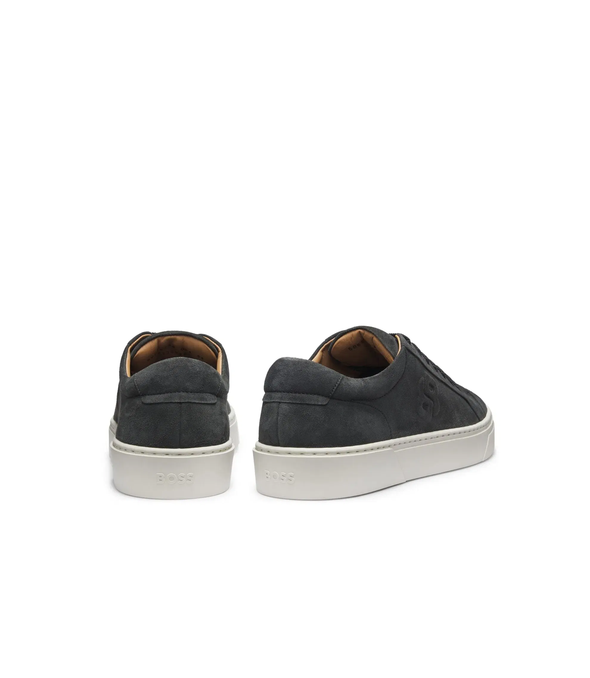 Boss Gary Trainers In Velour Effect Suede Dark Grey Dark Grey