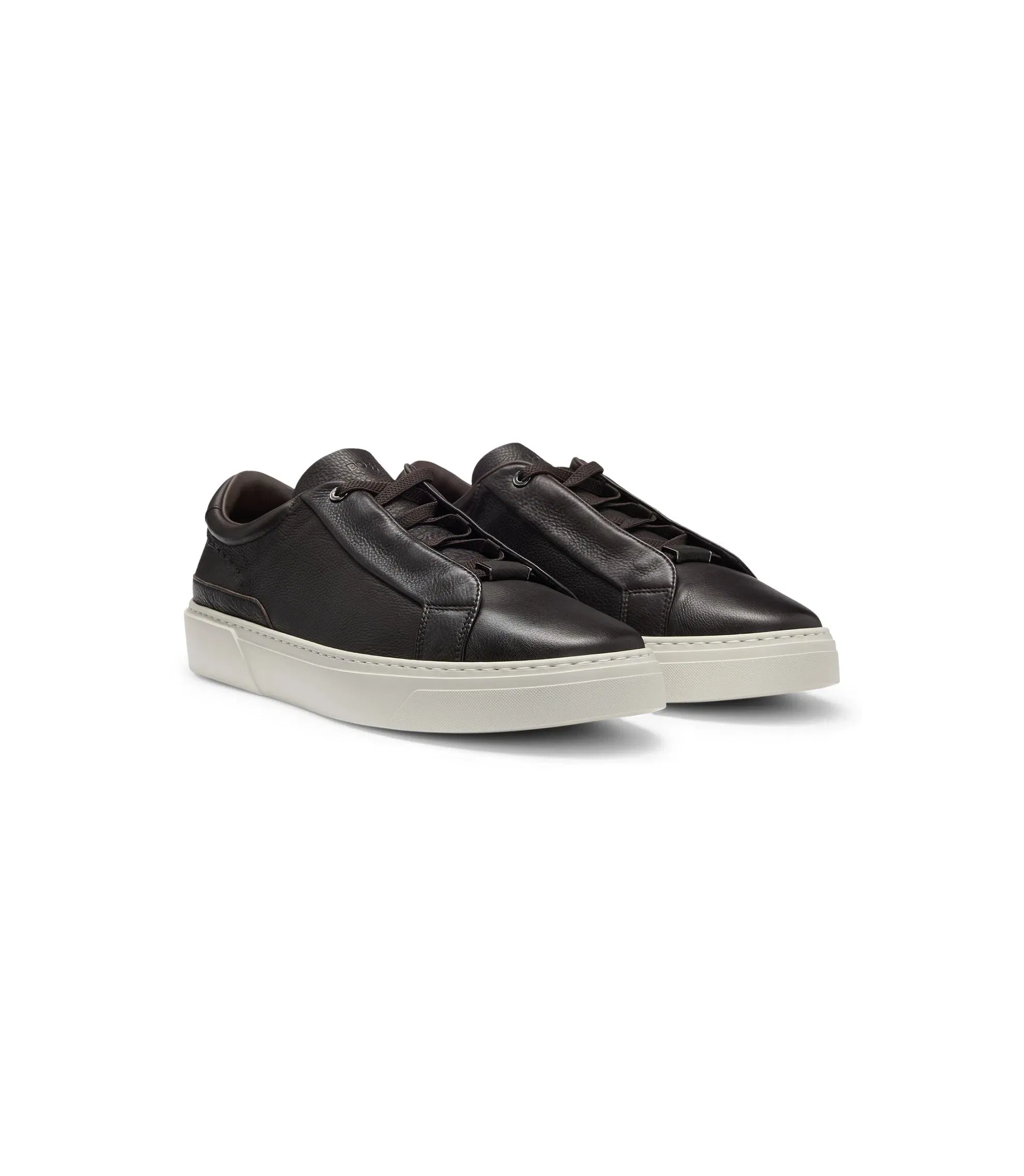 Boss Gary Leather Trainers With Hidden Laces Dark Brown Dark Brown