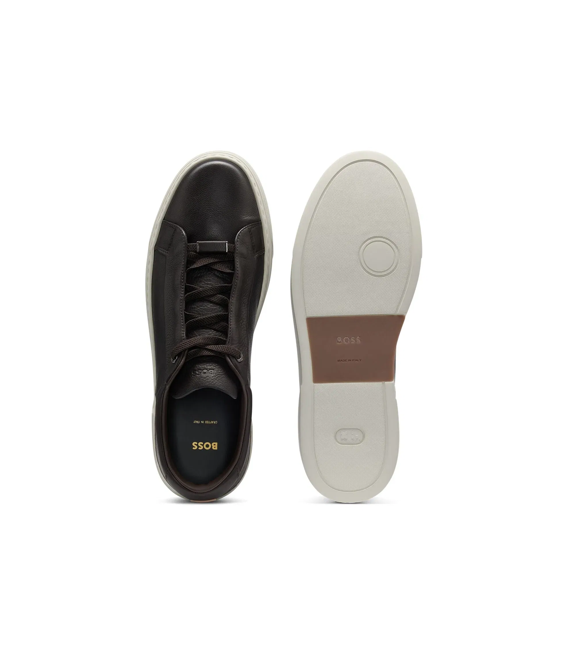 Boss Gary Leather Trainers With Hidden Laces Dark Brown Dark Brown