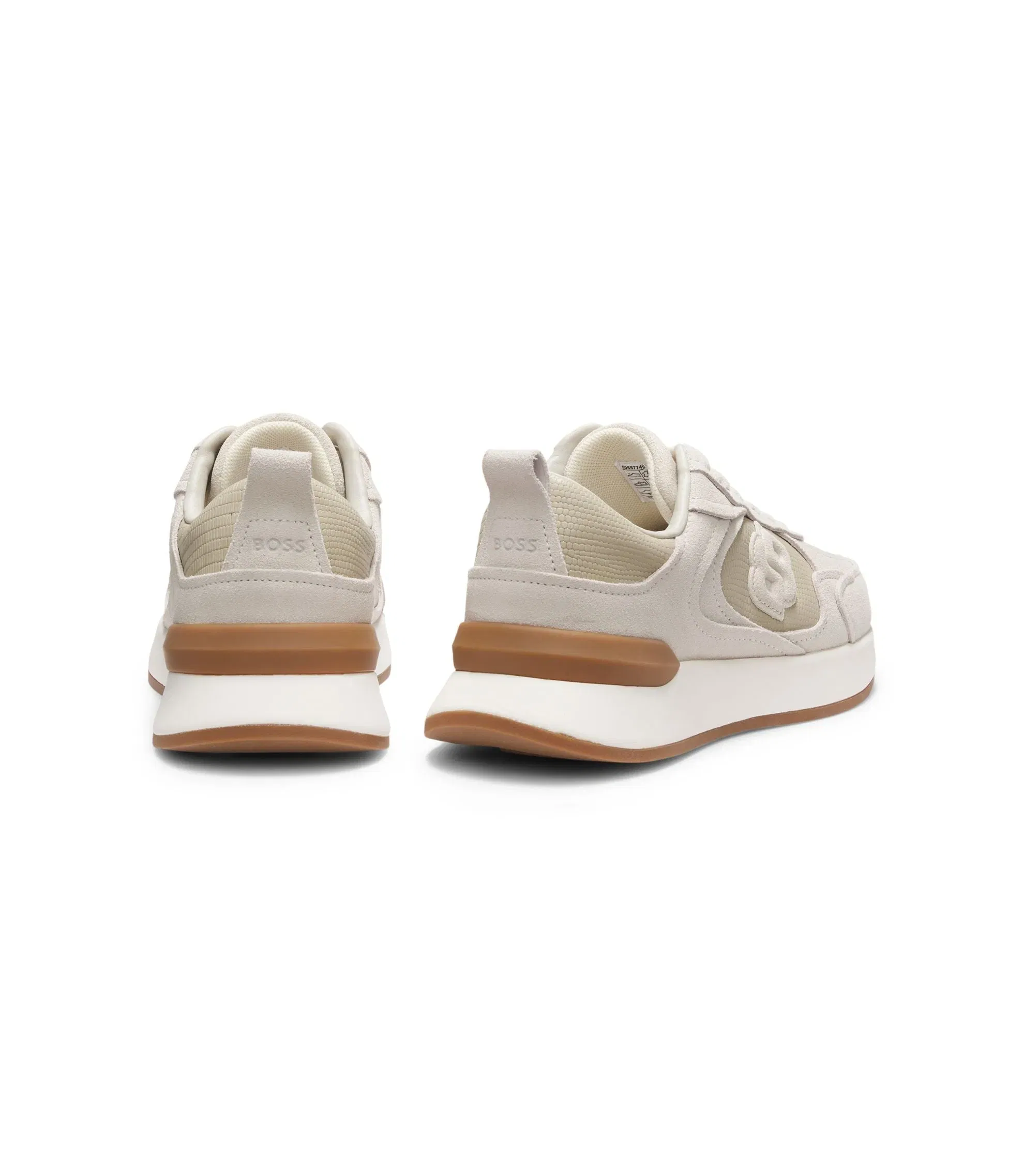 Boss Faux Suede Trainers In Lizard Print Leather Light Beige Womens Light Beige