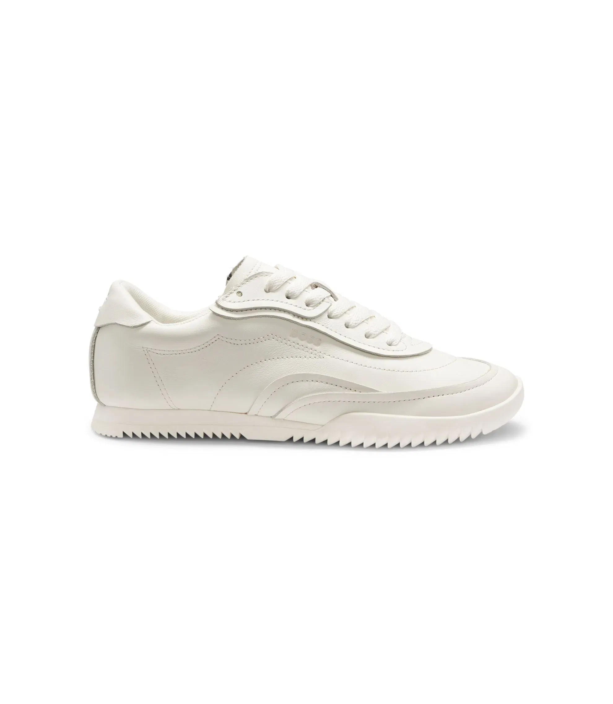 Boss Embossed Logo Trainers In Leather White Womens White
