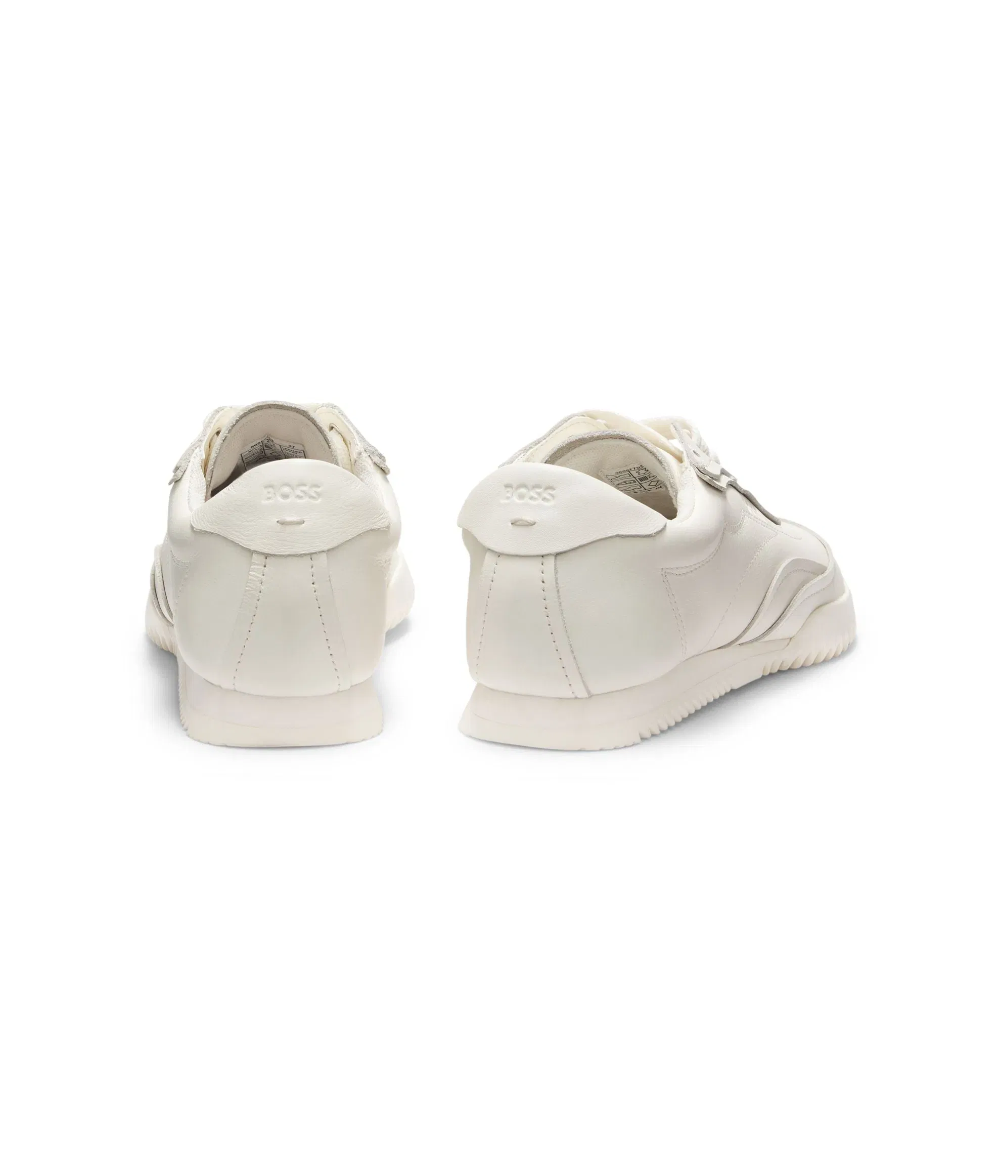 Boss Embossed Logo Trainers In Leather White Womens White