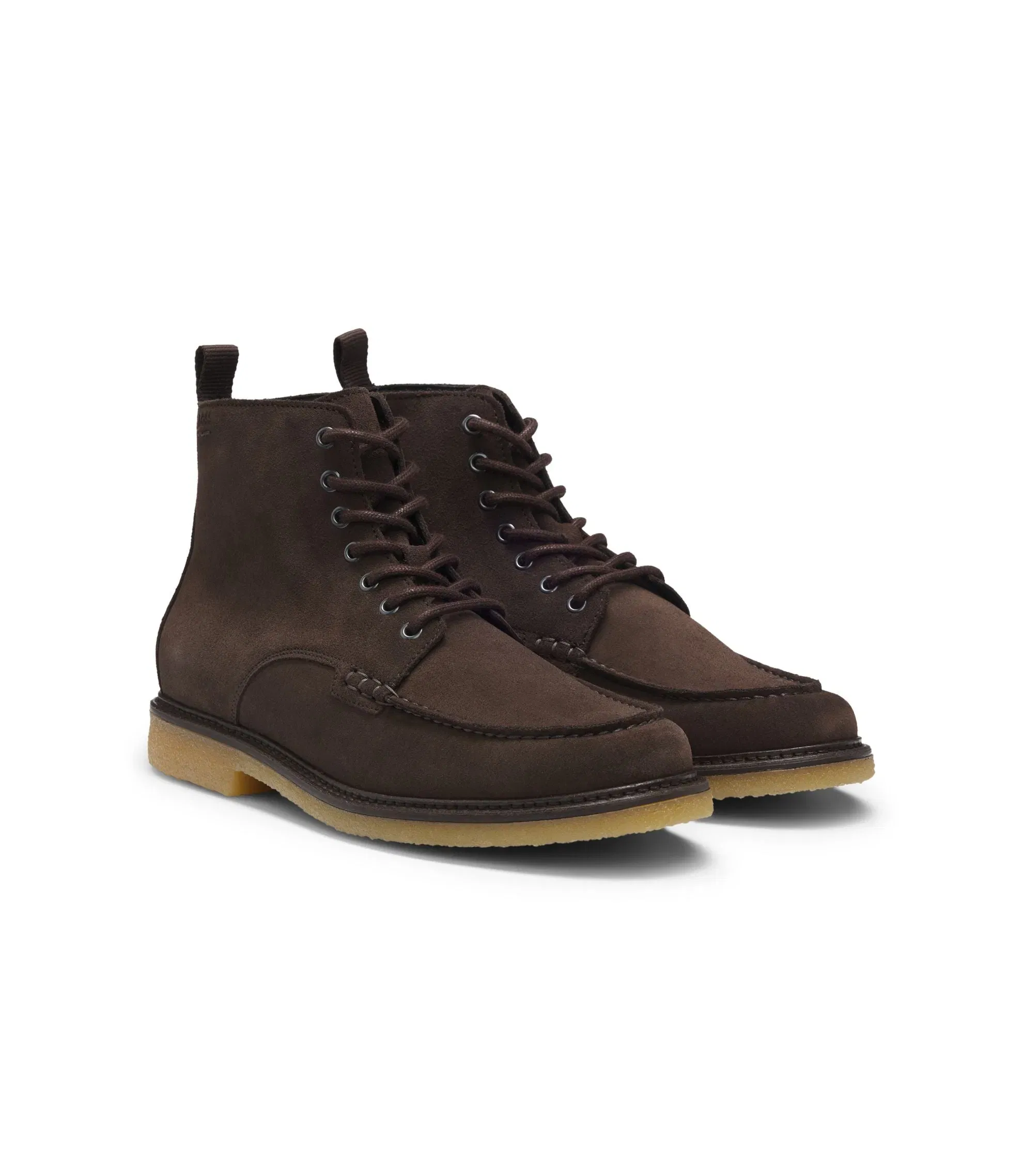 Boss Crepe Outsole Half Boots In Suede Dark Brown Dark Brown
