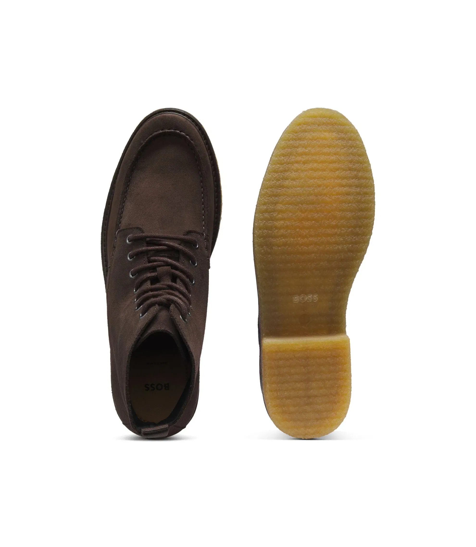 Boss Crepe Outsole Half Boots In Suede Dark Brown Dark Brown