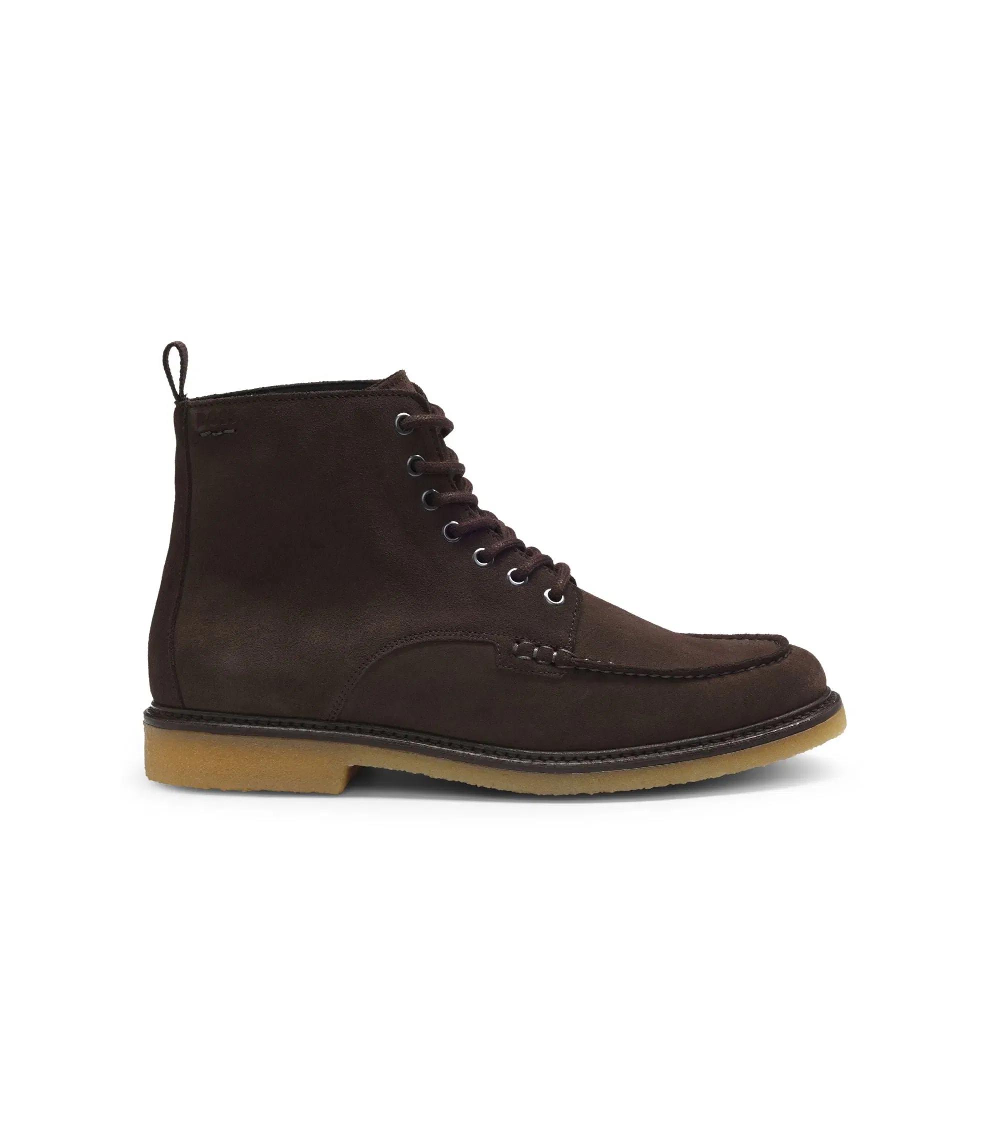 Boss Crepe Outsole Half Boots In Suede Dark Brown Dark Brown
