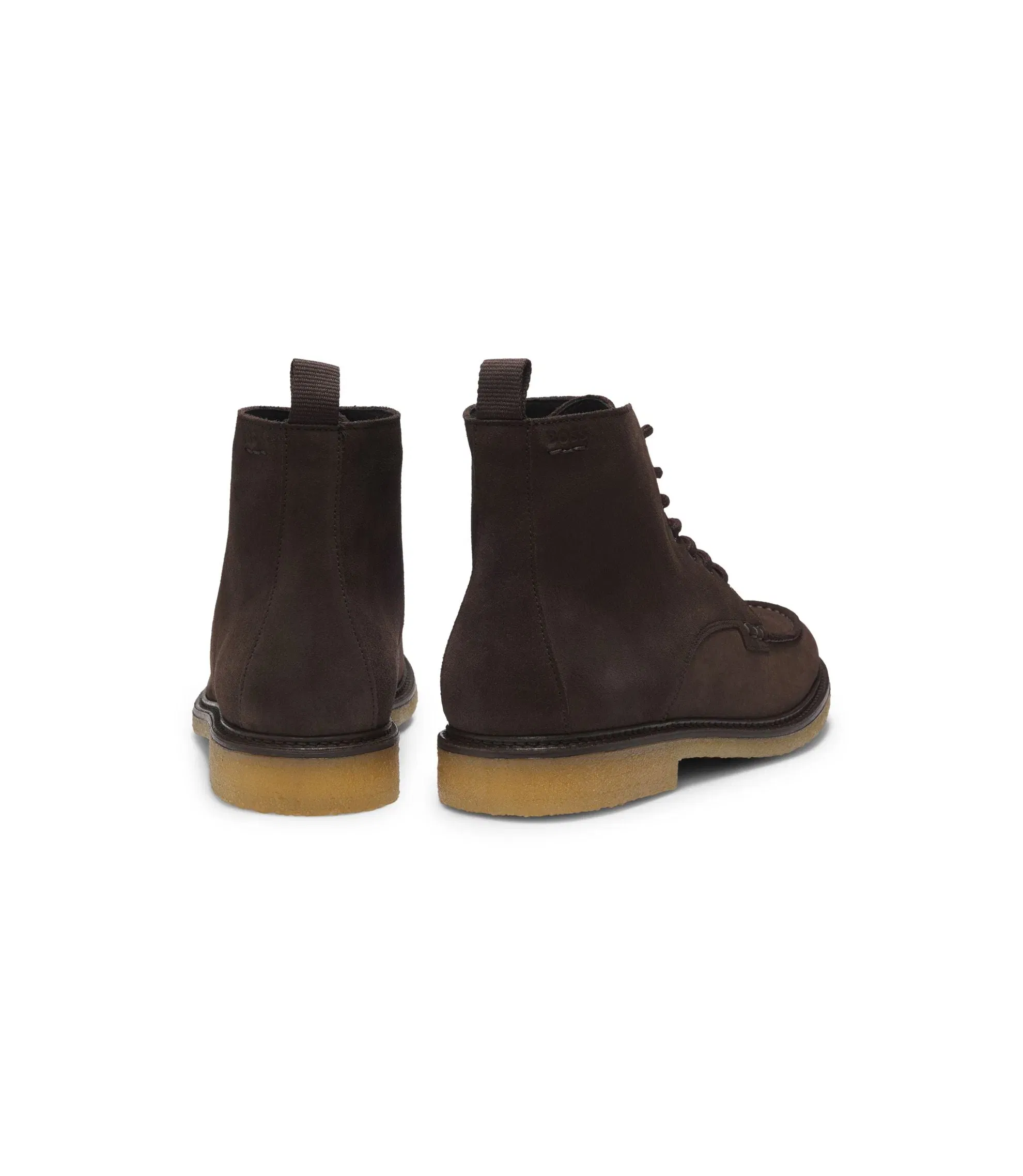 Boss Crepe Outsole Half Boots In Suede Dark Brown Dark Brown