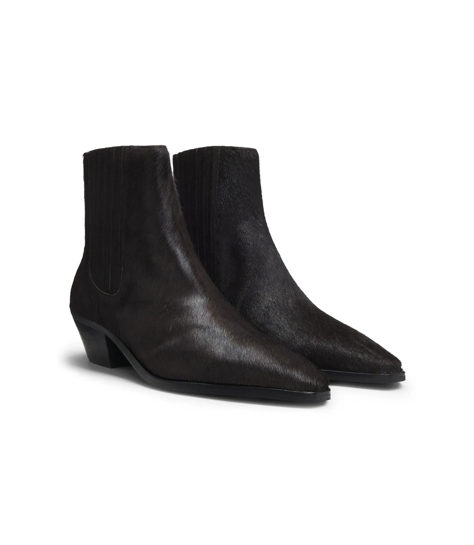 Boss Ankle Boots In Pony Hair Leather Dark Purple Womens Dark Purple