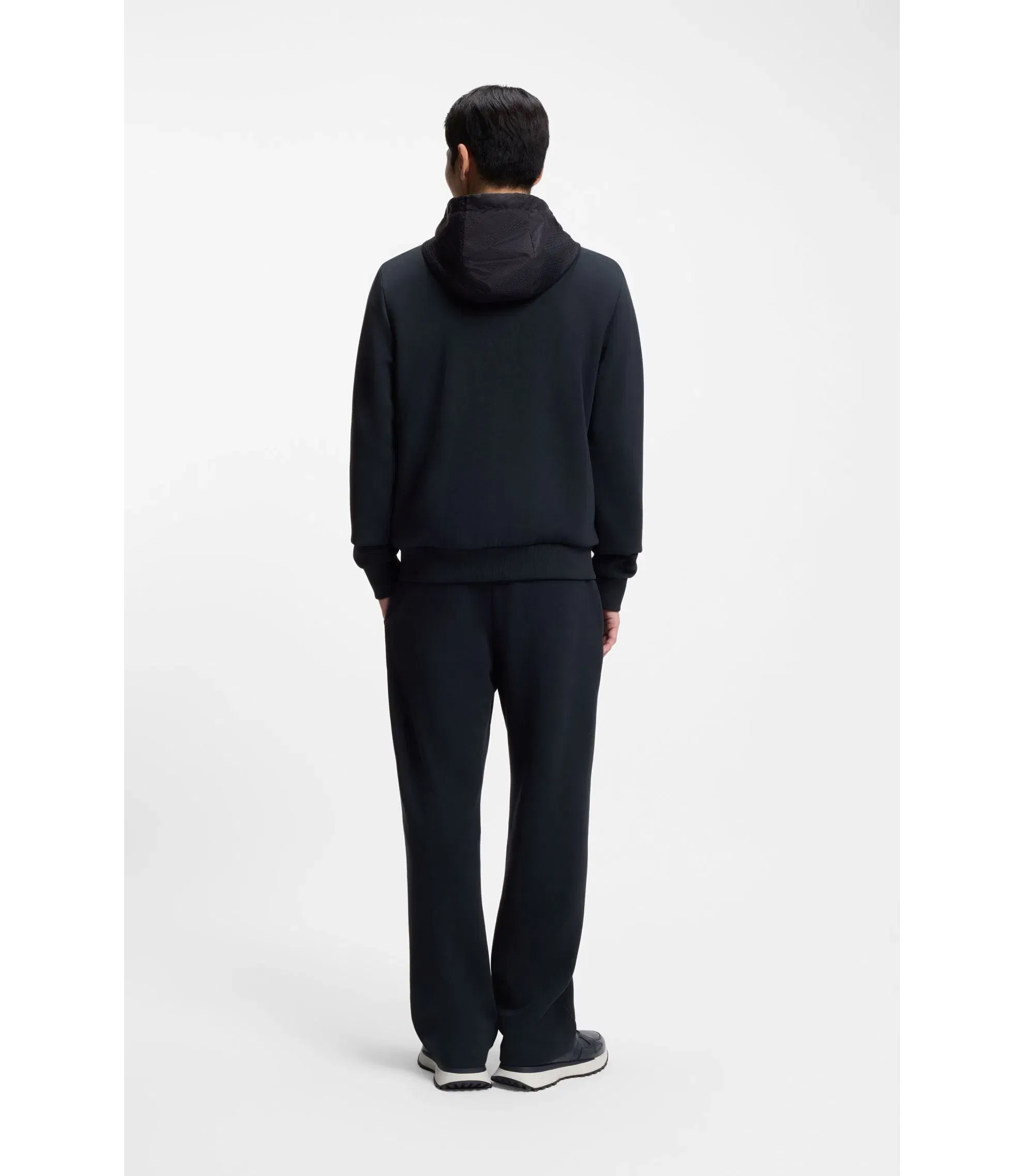 Boss Zip Up Hoodie With Monogram Hood Dark Blue