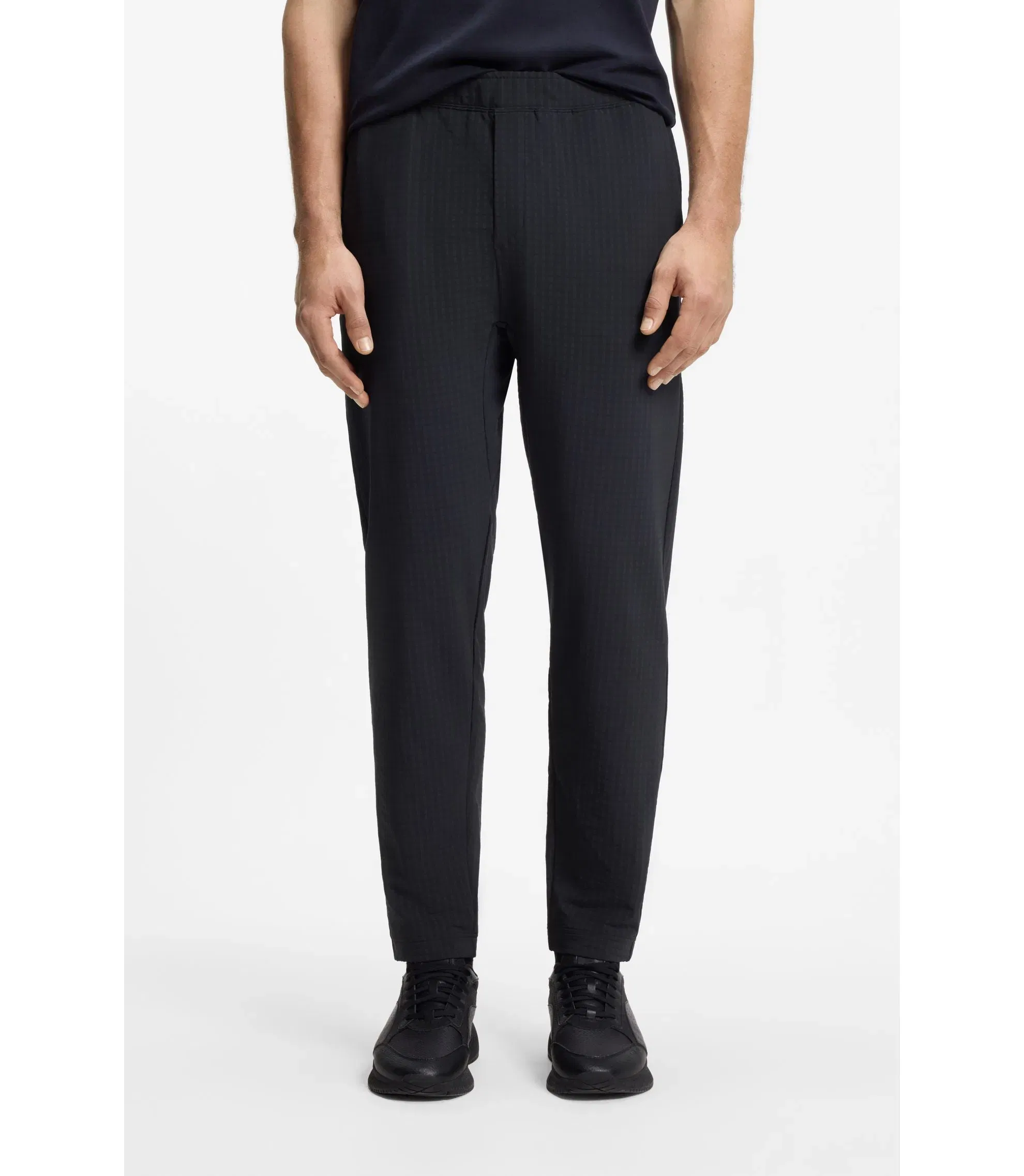 Boss Zip Frame Tracksuit Bottoms In Waffle Fabric Dark Blue