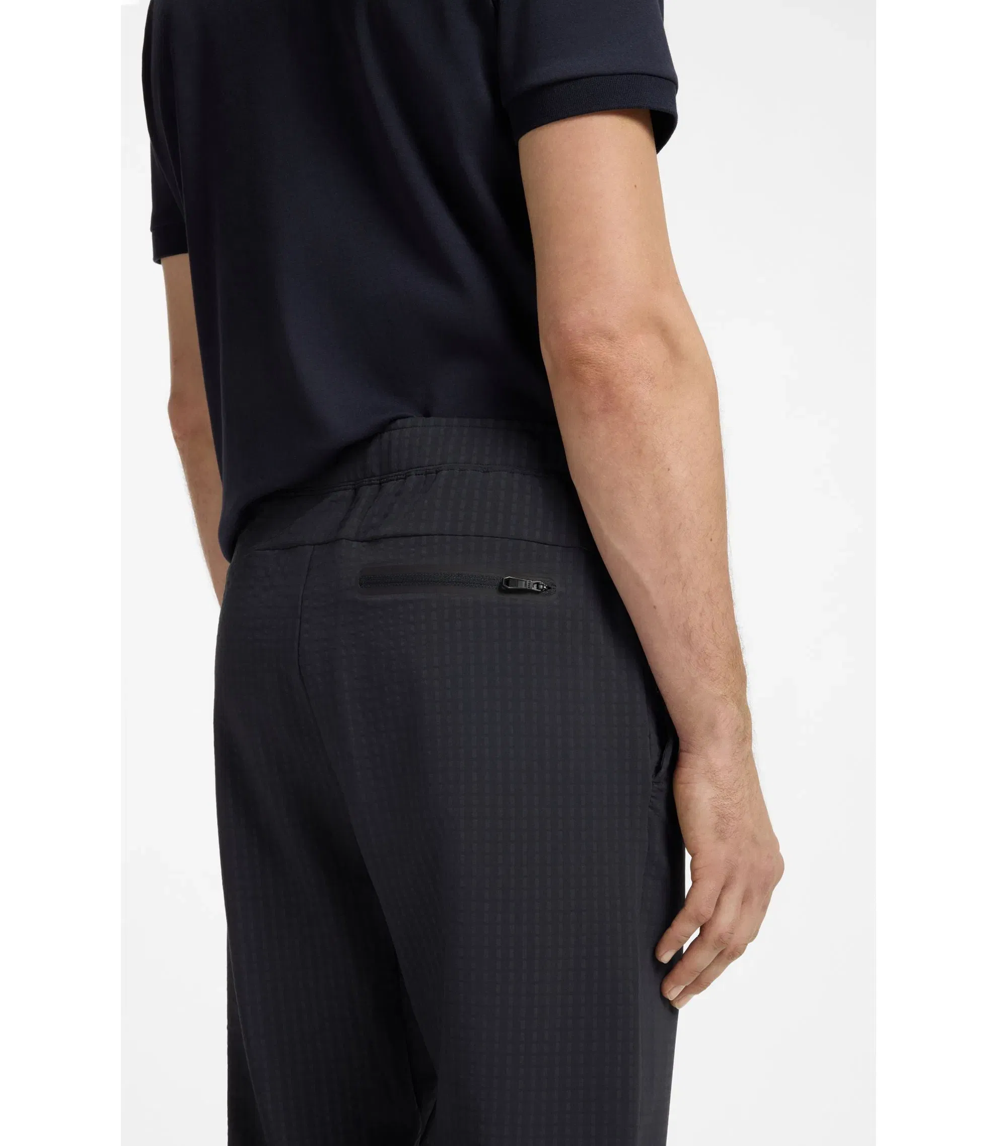 Boss Zip Frame Tracksuit Bottoms In Waffle Fabric Dark Blue