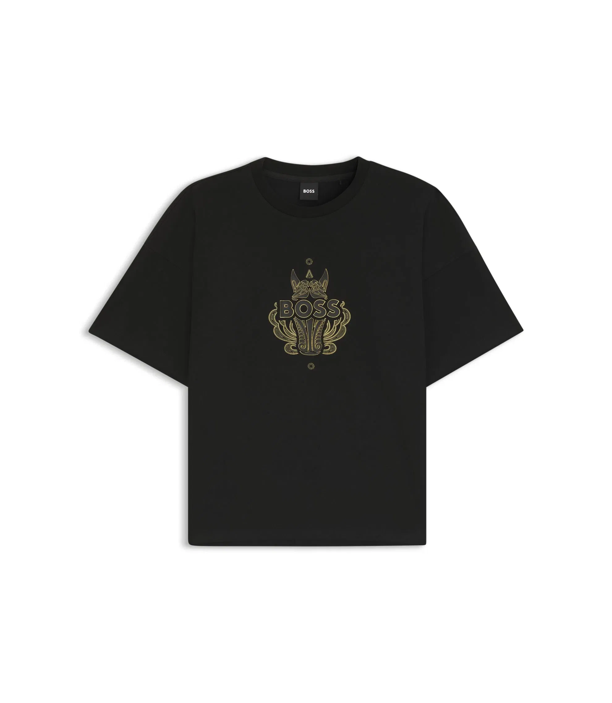 Boss Year Of The Horse Logo Artwork T-Shirt In Cotton Jersey Black