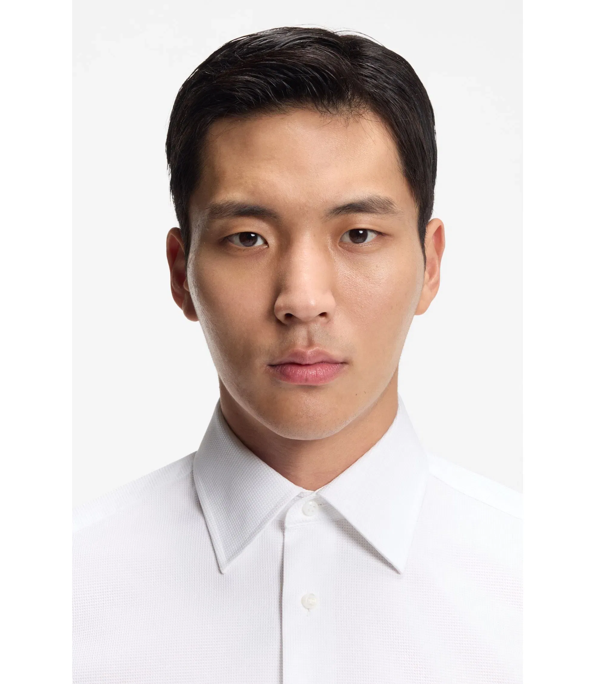 Boss Wrinkle Resistant Slim Fit Shirt In Italian Made Cotton White