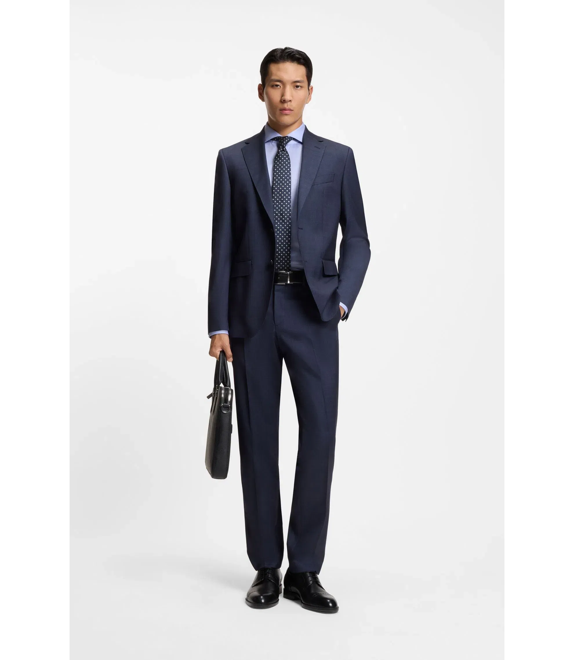 Boss Wrinkle Resistant Slim Fit Shirt In A Cotton Blend Light Blue