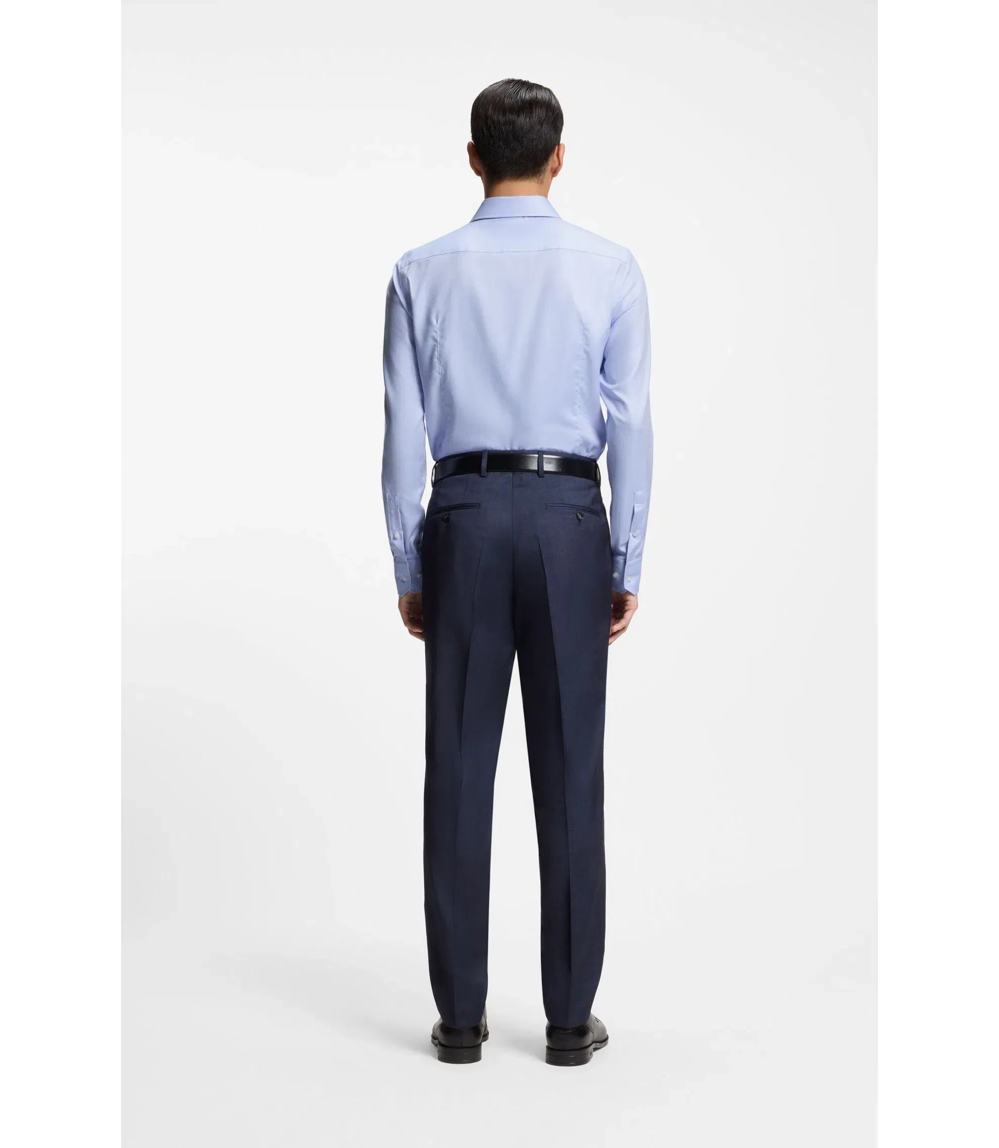 Boss Wrinkle Resistant Slim Fit Shirt In A Cotton Blend Light Blue