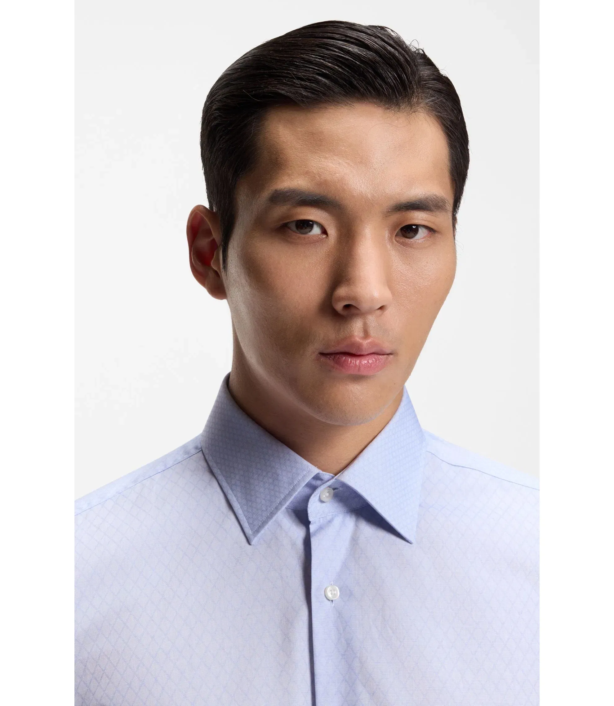 Boss Wrinkle Resistant Regular Fit Shirt In Cotton Light Blue
