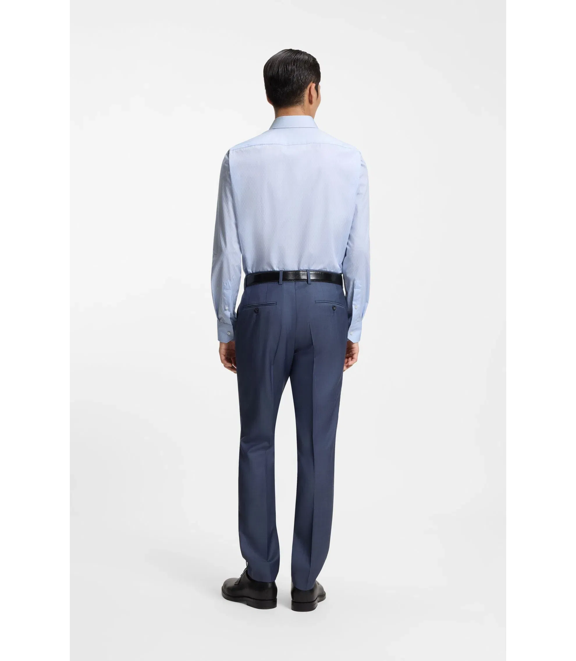 Boss Wrinkle Resistant Regular Fit Shirt In Cotton Light Blue