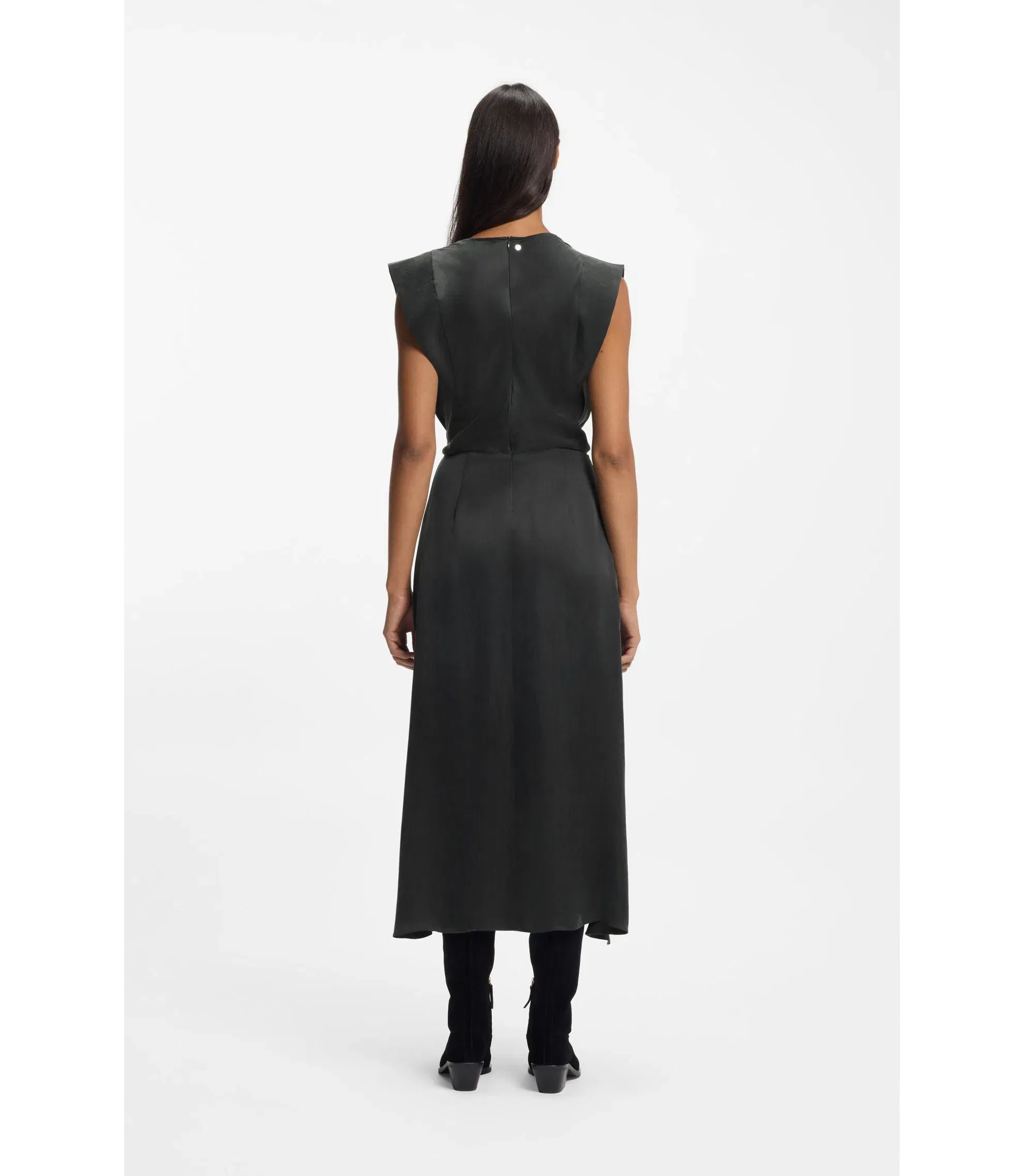 Boss Wrap Skirt Dress With Cowl Neck Light Grey Women's