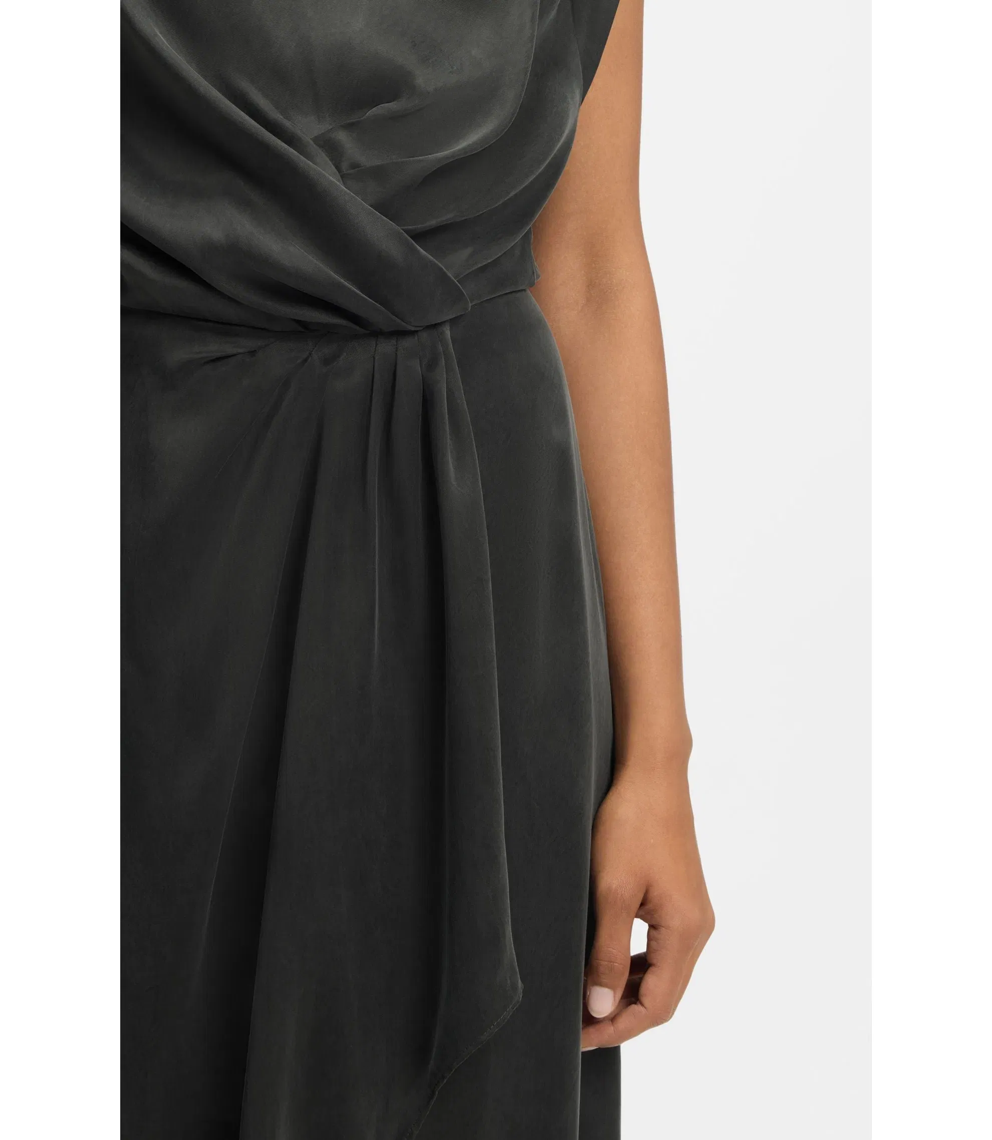 Boss Wrap Skirt Dress With Cowl Neck Light Grey Women's