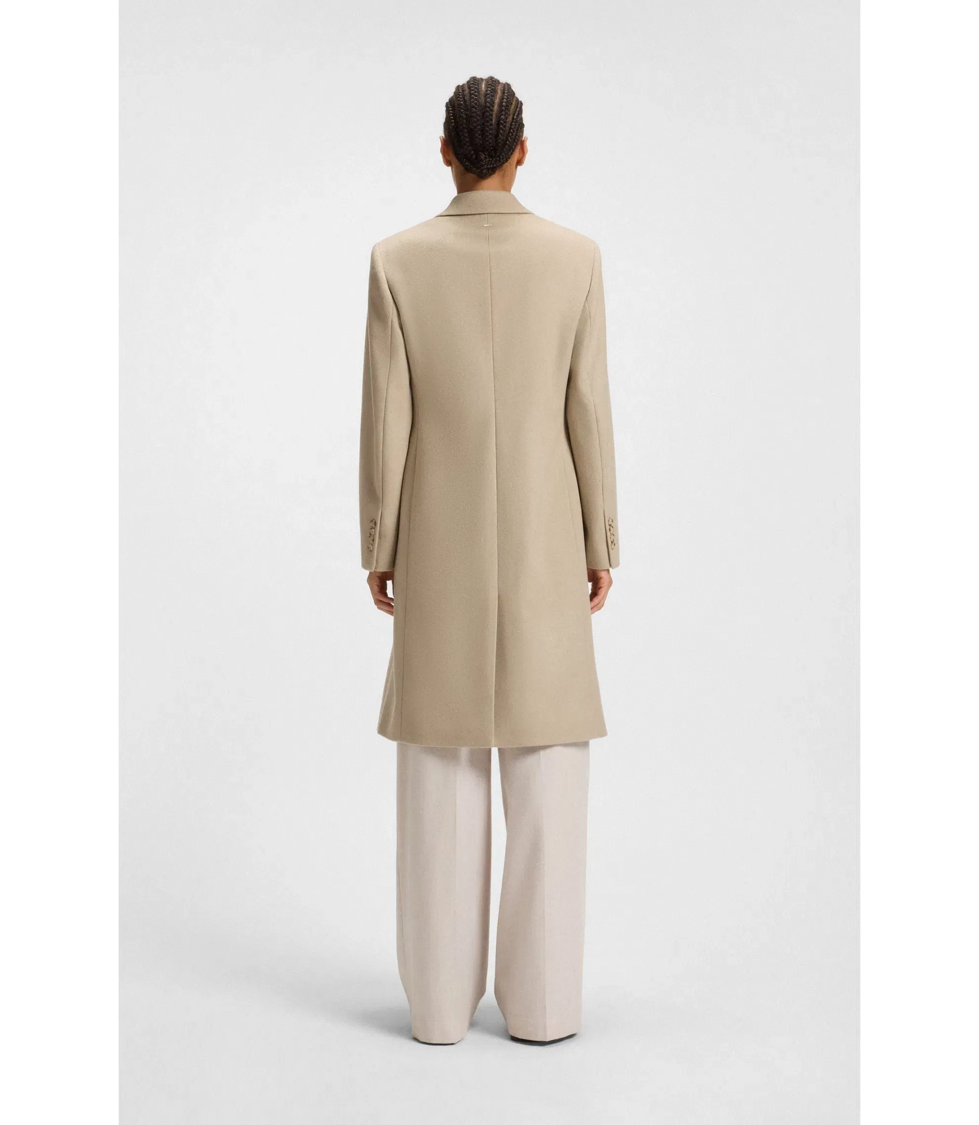 Boss Wool Coat In A Regular Fit Light Beige Women's