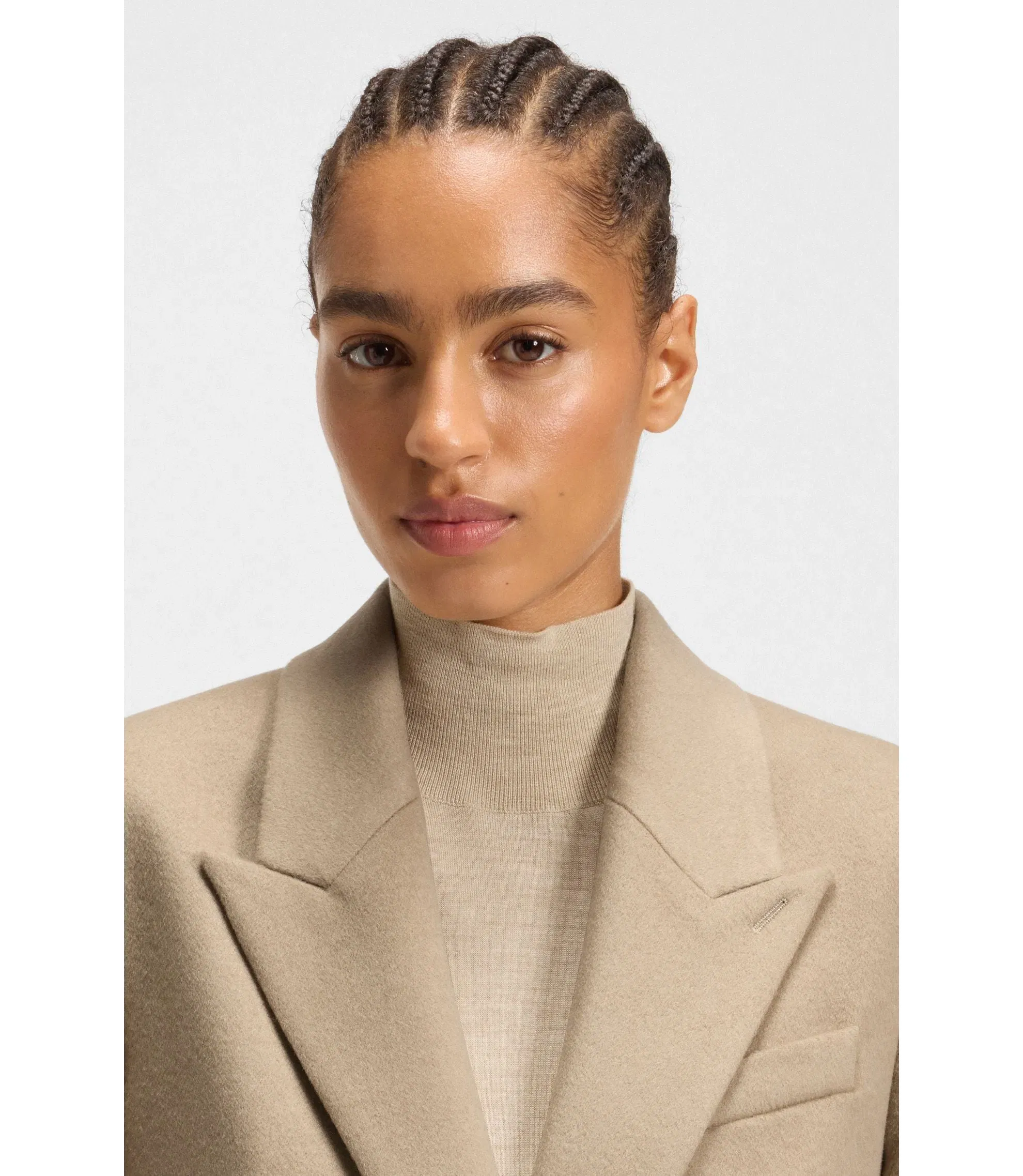 Boss Wool Coat In A Regular Fit Light Beige Women's