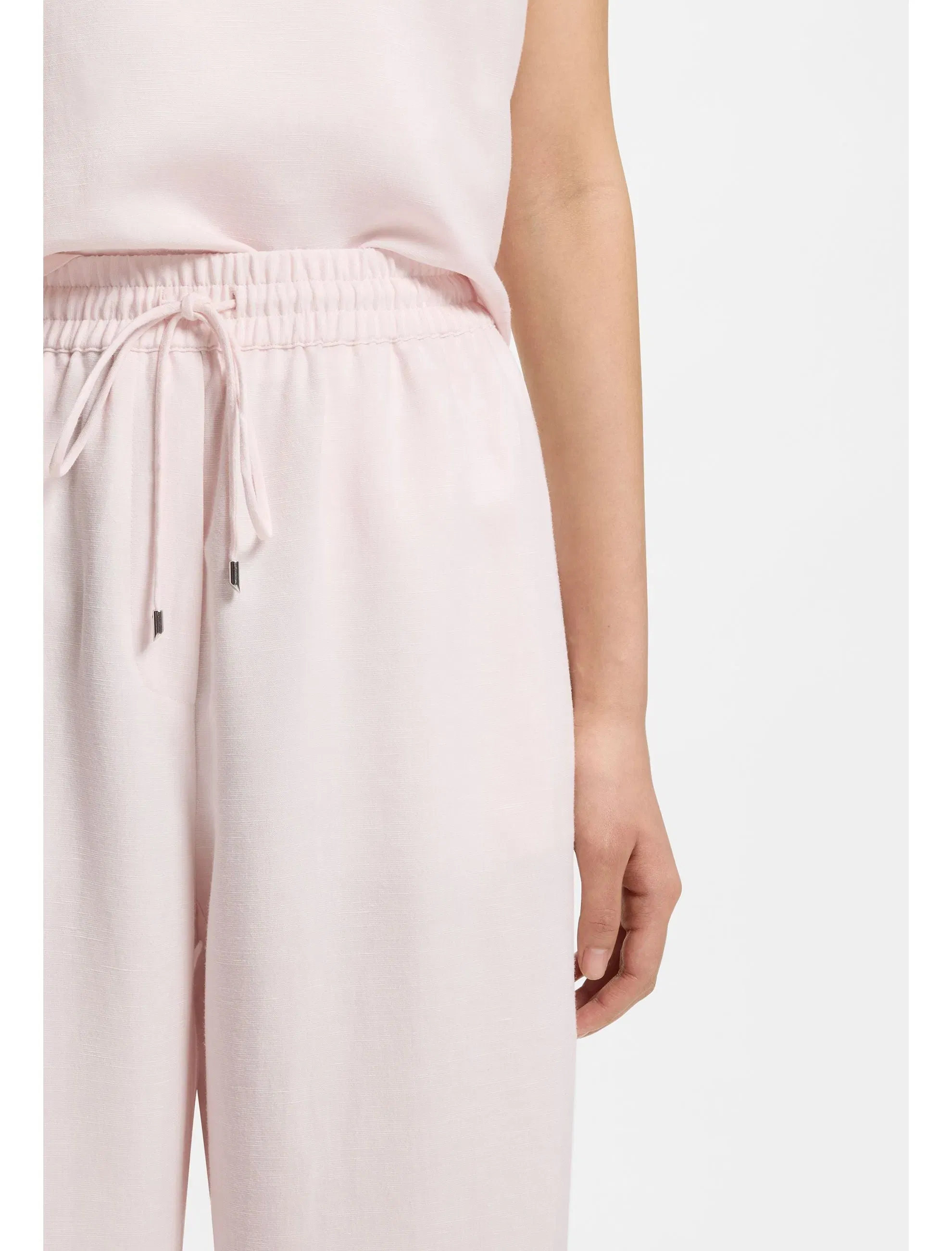 Boss Wide Leg Trousers With Elasticated Waistband Light Pink Women's