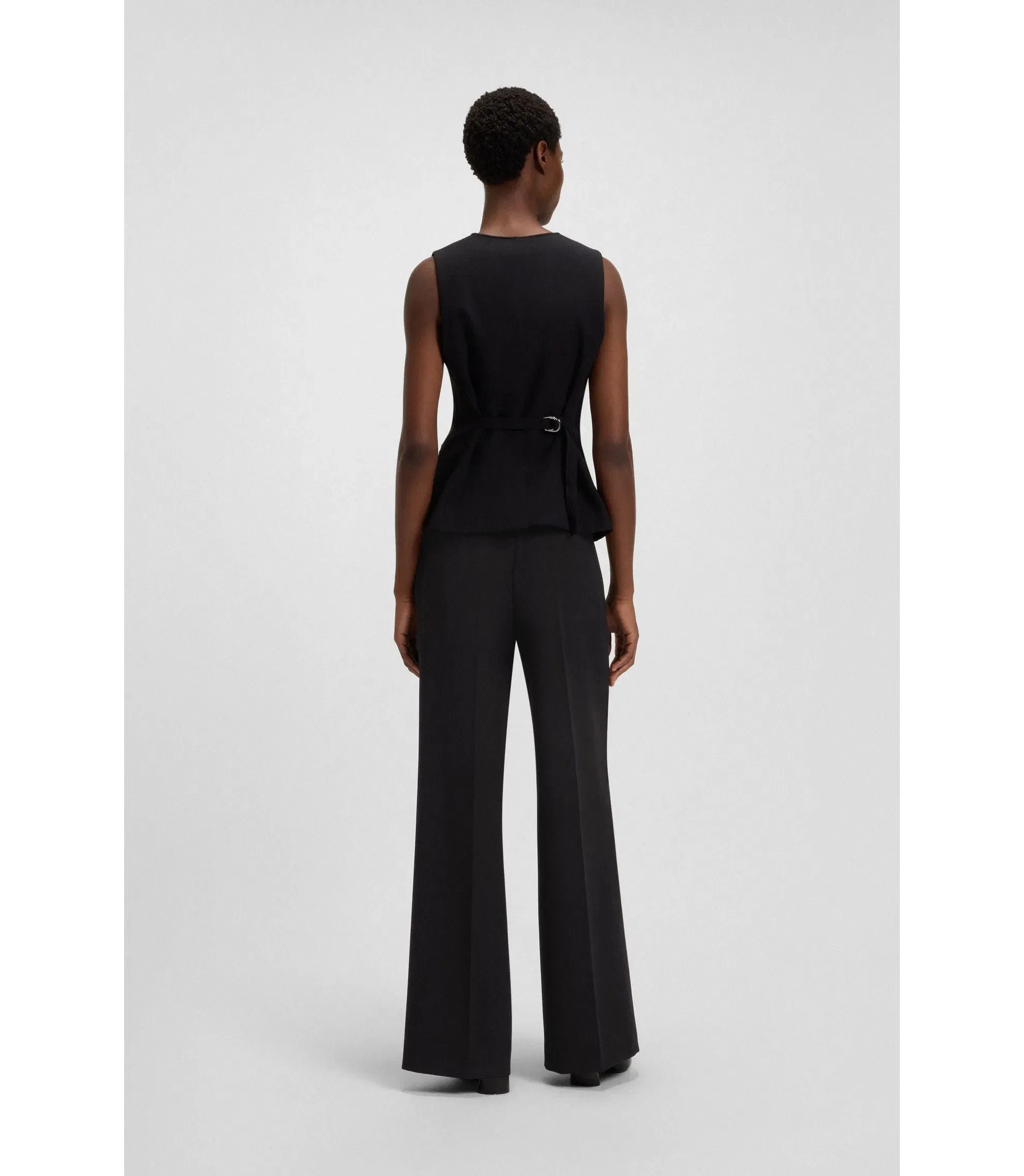 Boss Wide Leg Trousers In Stretch Fabric Black Women's