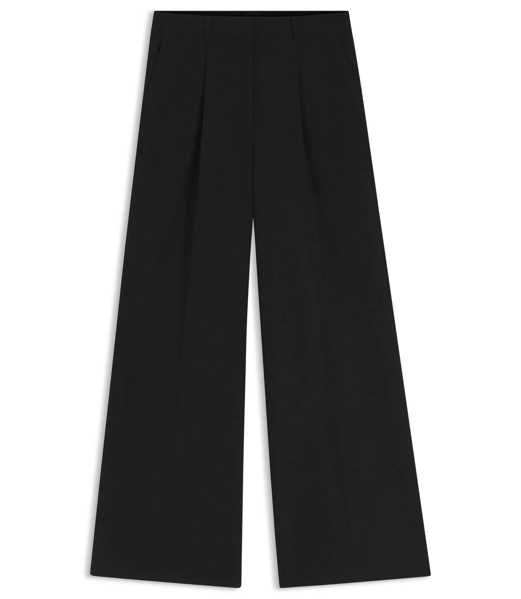 Boss Wide Leg Trousers In Stretch Fabric Black Women's
