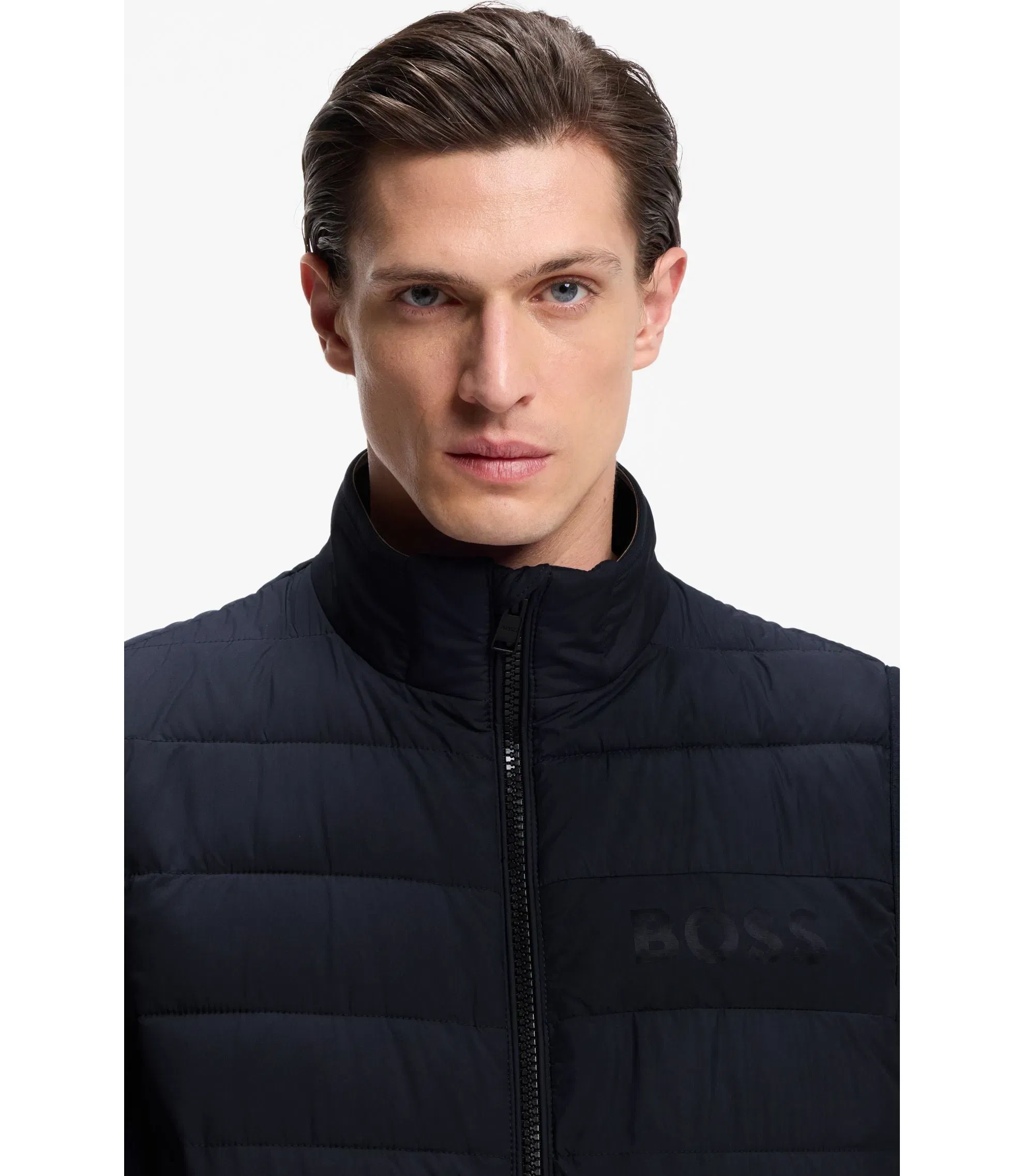 Boss Water Repellent Vest With Logo Detail Dark Blue
