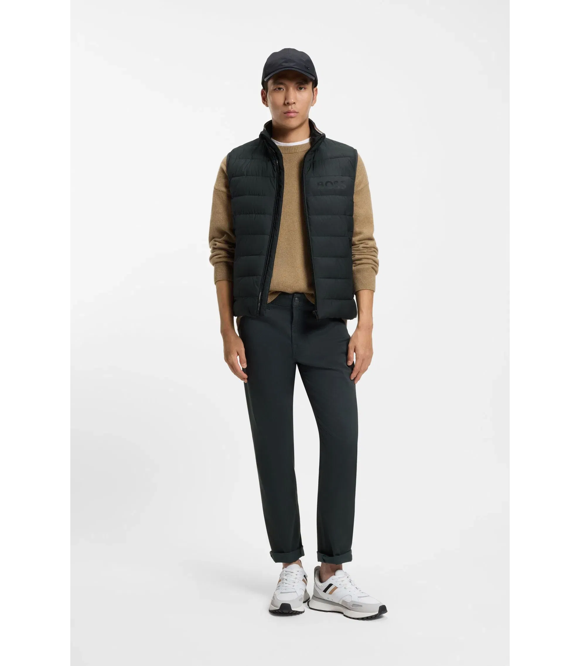 Boss Water Repellent Vest With Logo Detail Light Green