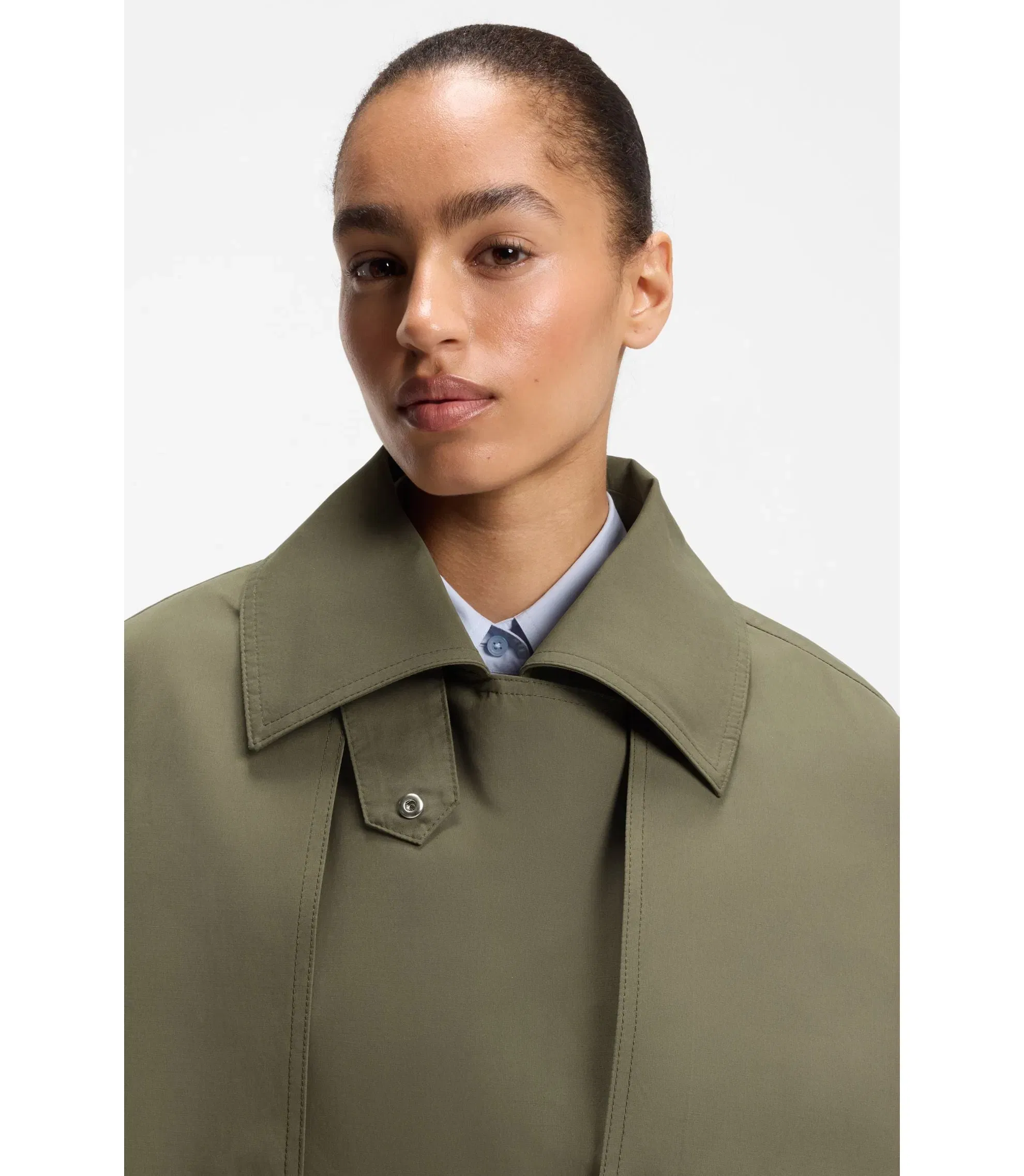Boss Water Repellent Trench Coat With Belt Light Green Women's