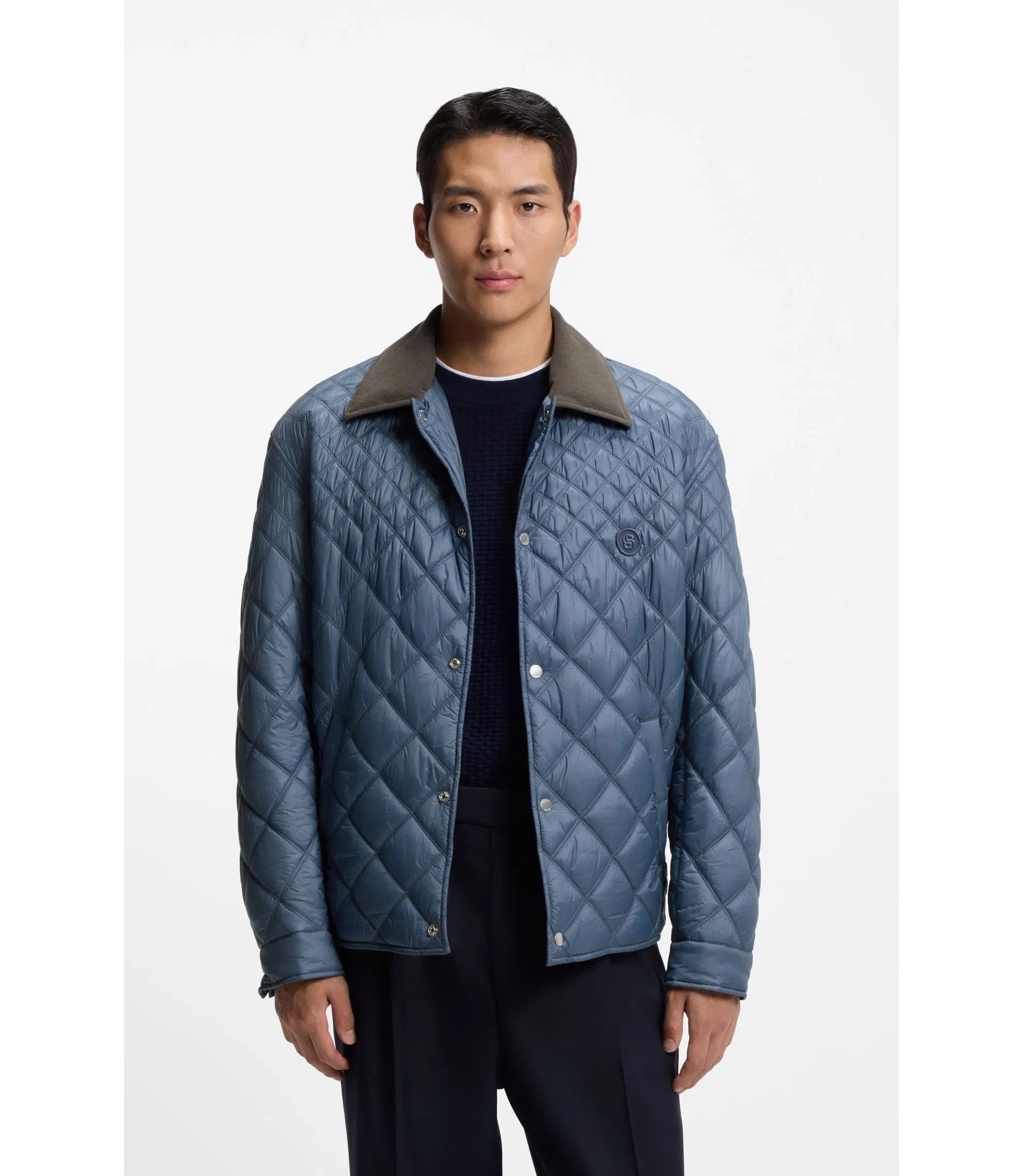 Boss Water Repellent Jacket With Mixed Quilting Light Blue