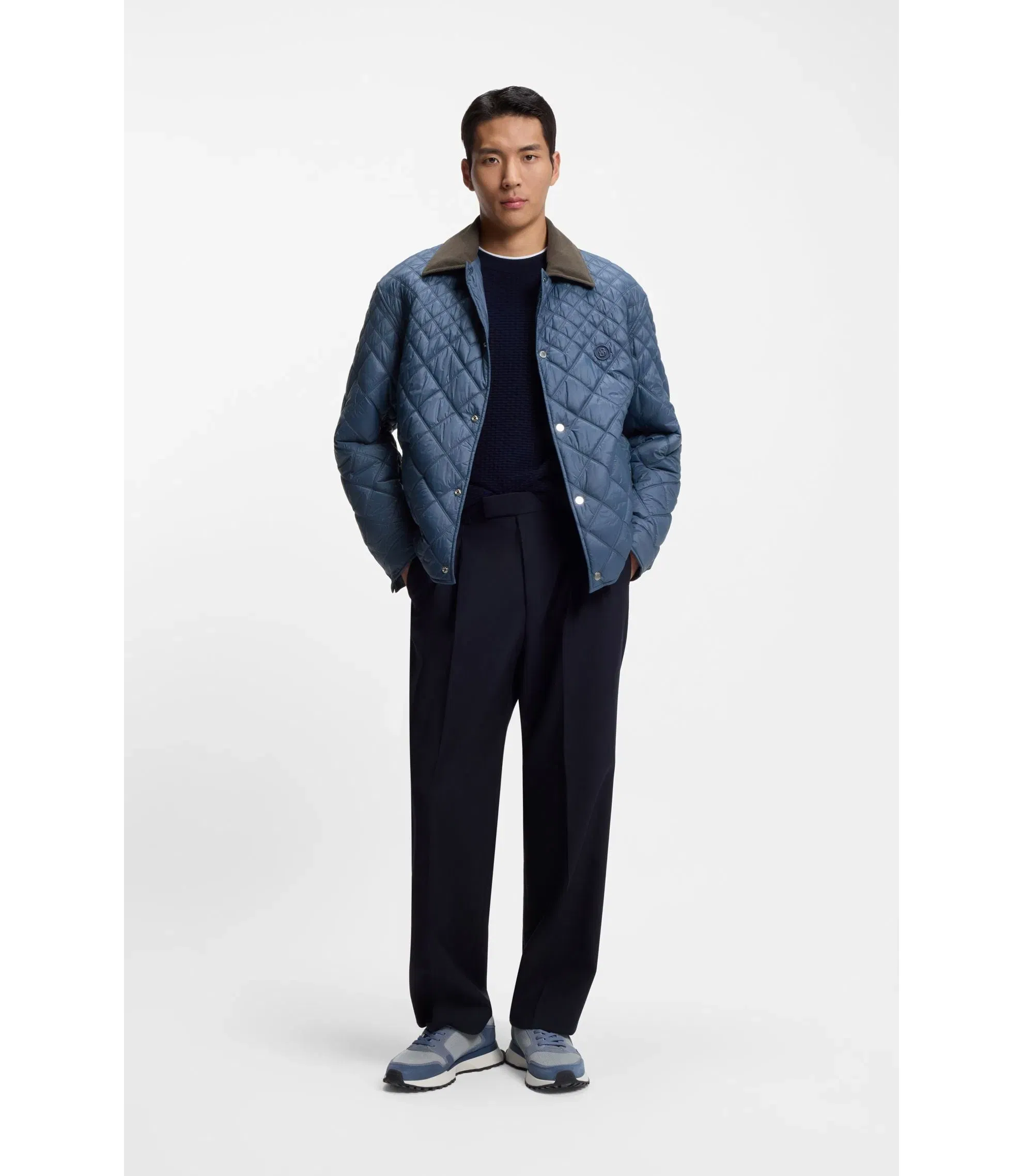 Boss Water Repellent Jacket With Mixed Quilting Light Blue