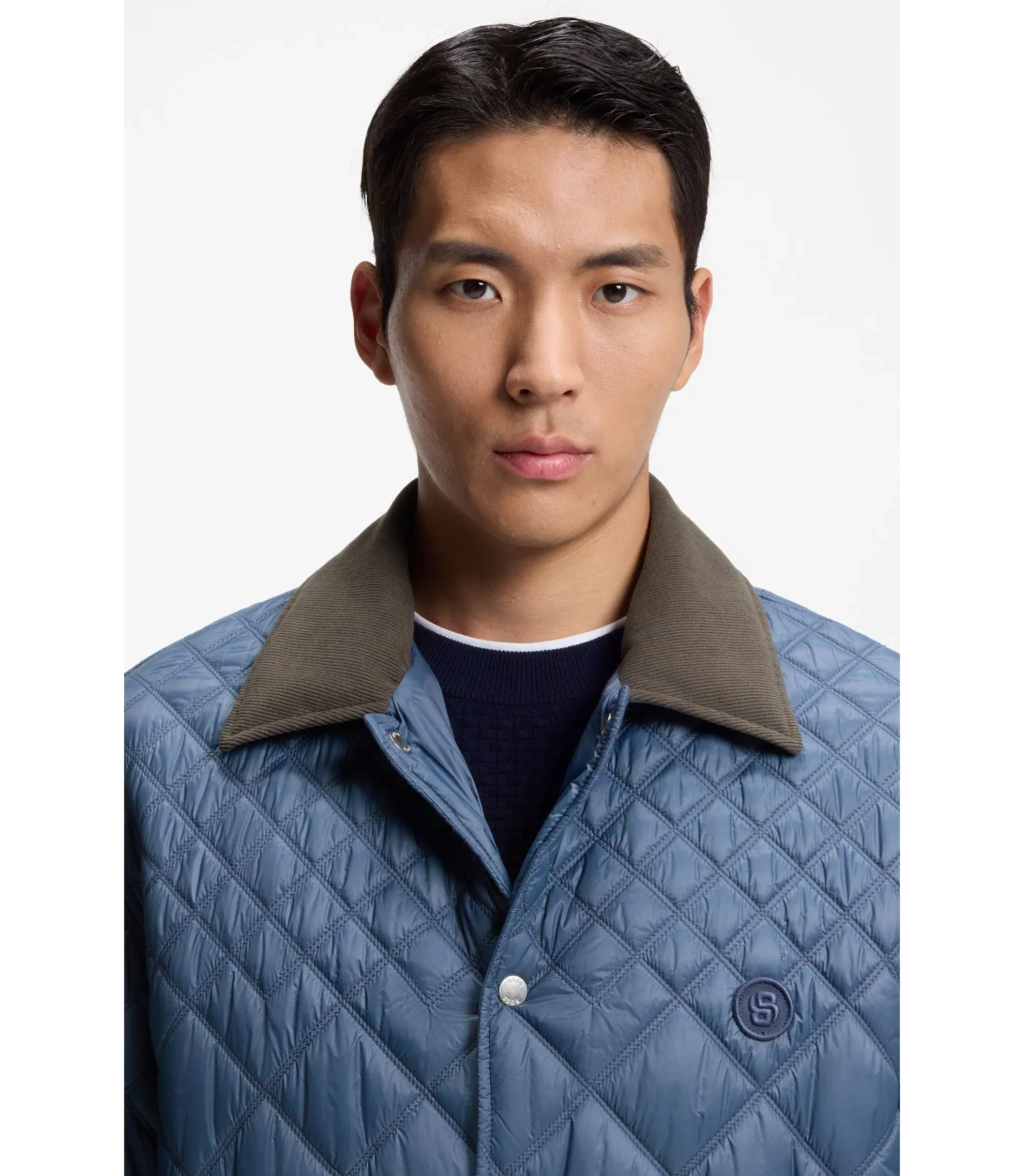 Boss Water Repellent Jacket With Mixed Quilting Light Blue
