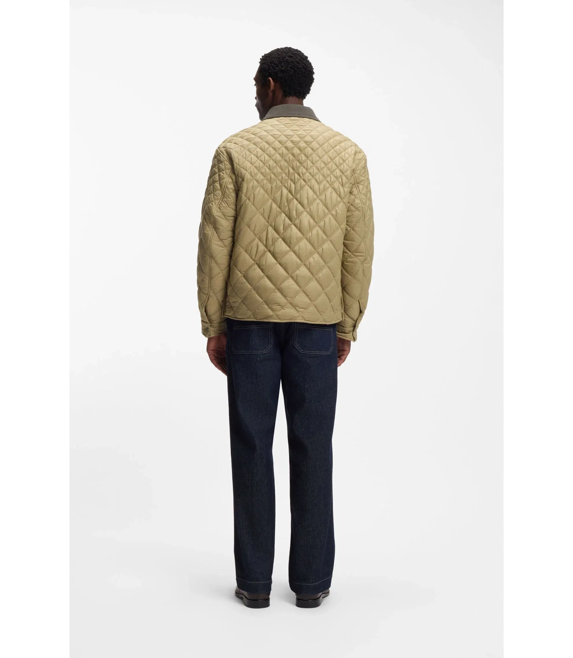 Boss Water Repellent Jacket With Mixed Quilting Khaki