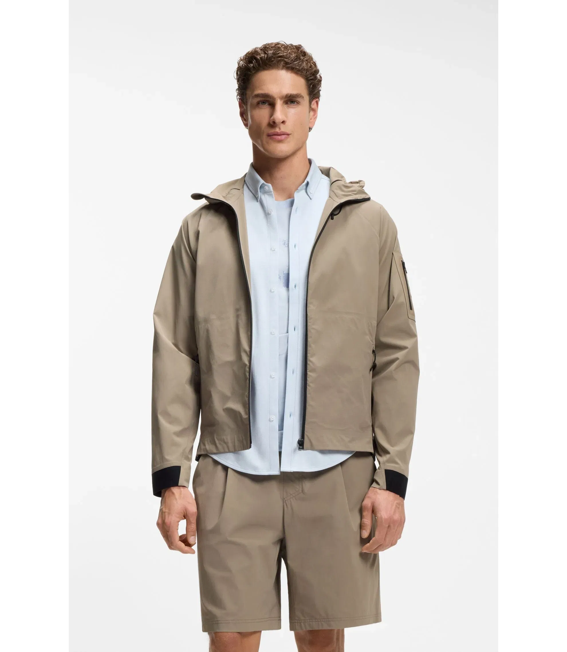 Boss Water Repellent Jacket With Micro Waffle Structure Light Green