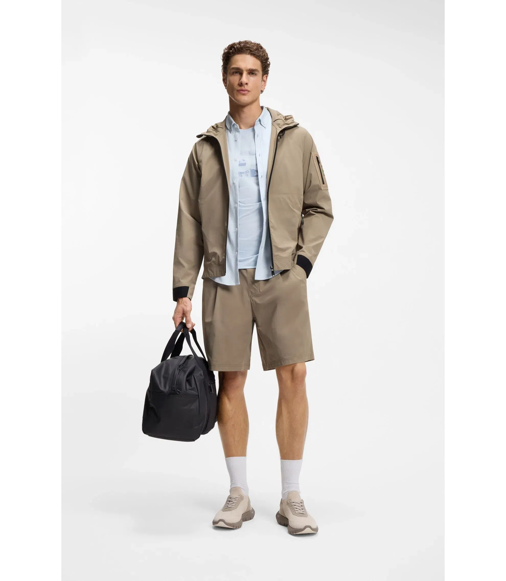 Boss Water Repellent Jacket With Micro Waffle Structure Light Green