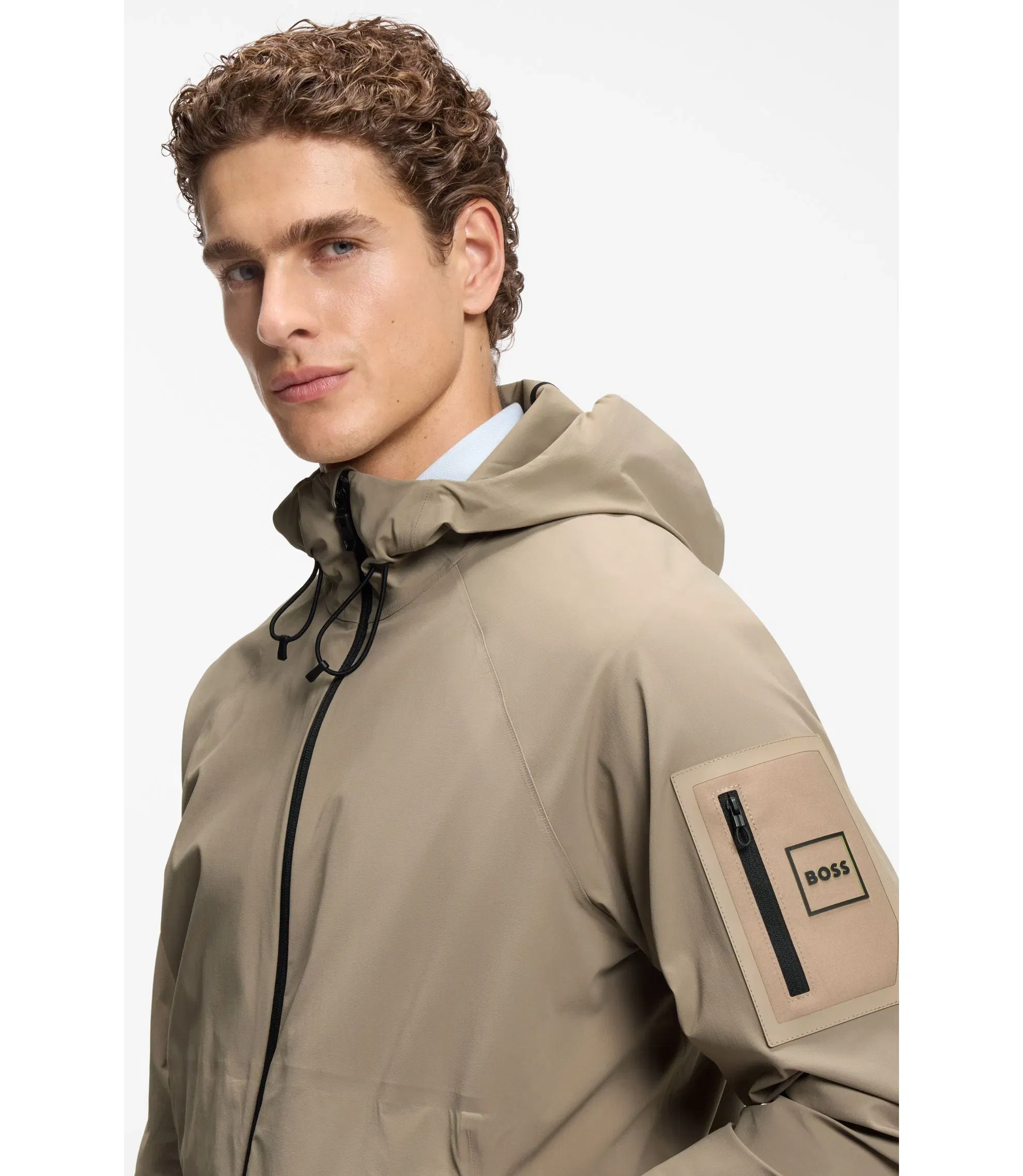 Boss Water Repellent Jacket With Micro Waffle Structure Light Green