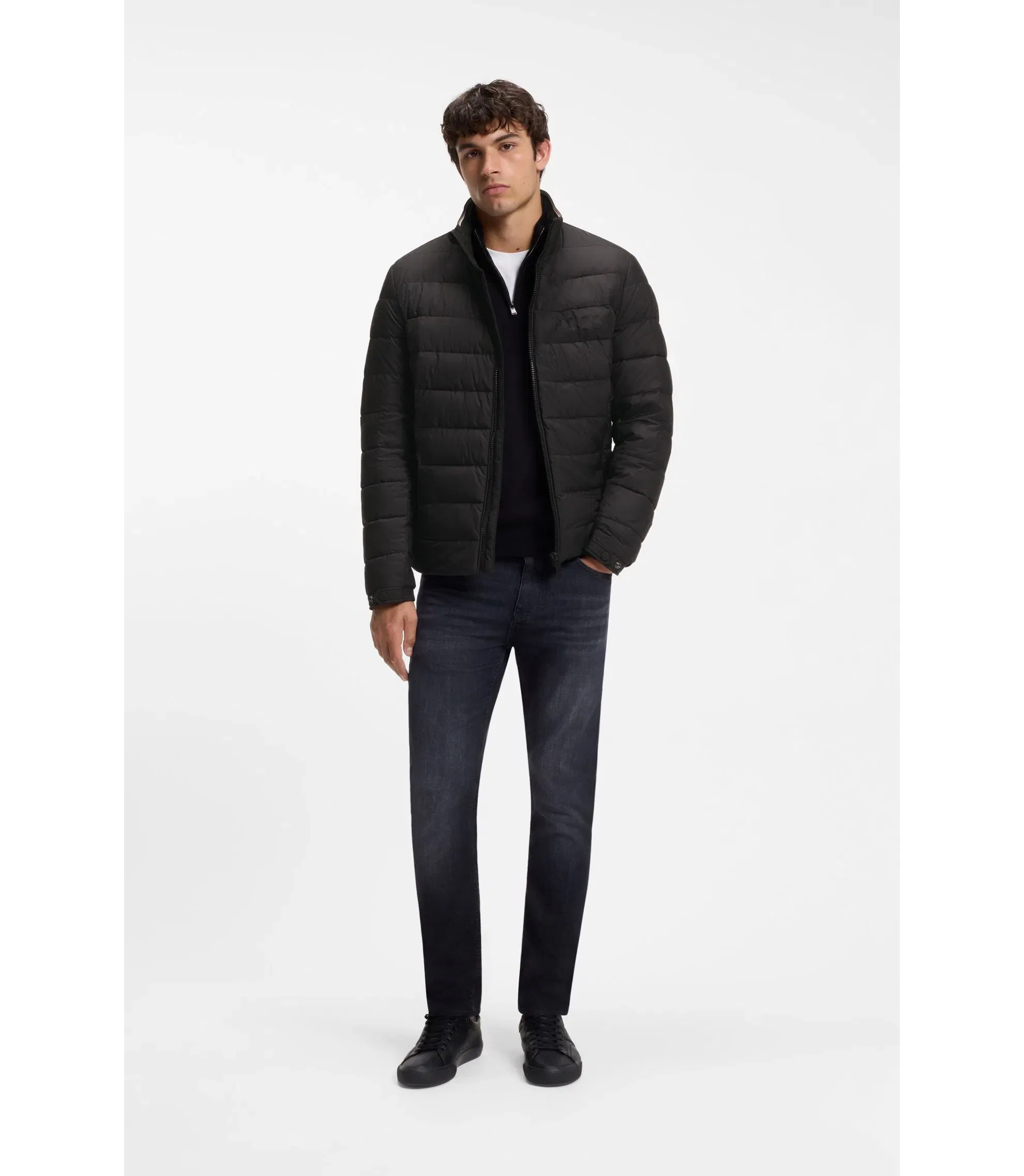 Boss Water Repellent Jacket With Logo Detail Black