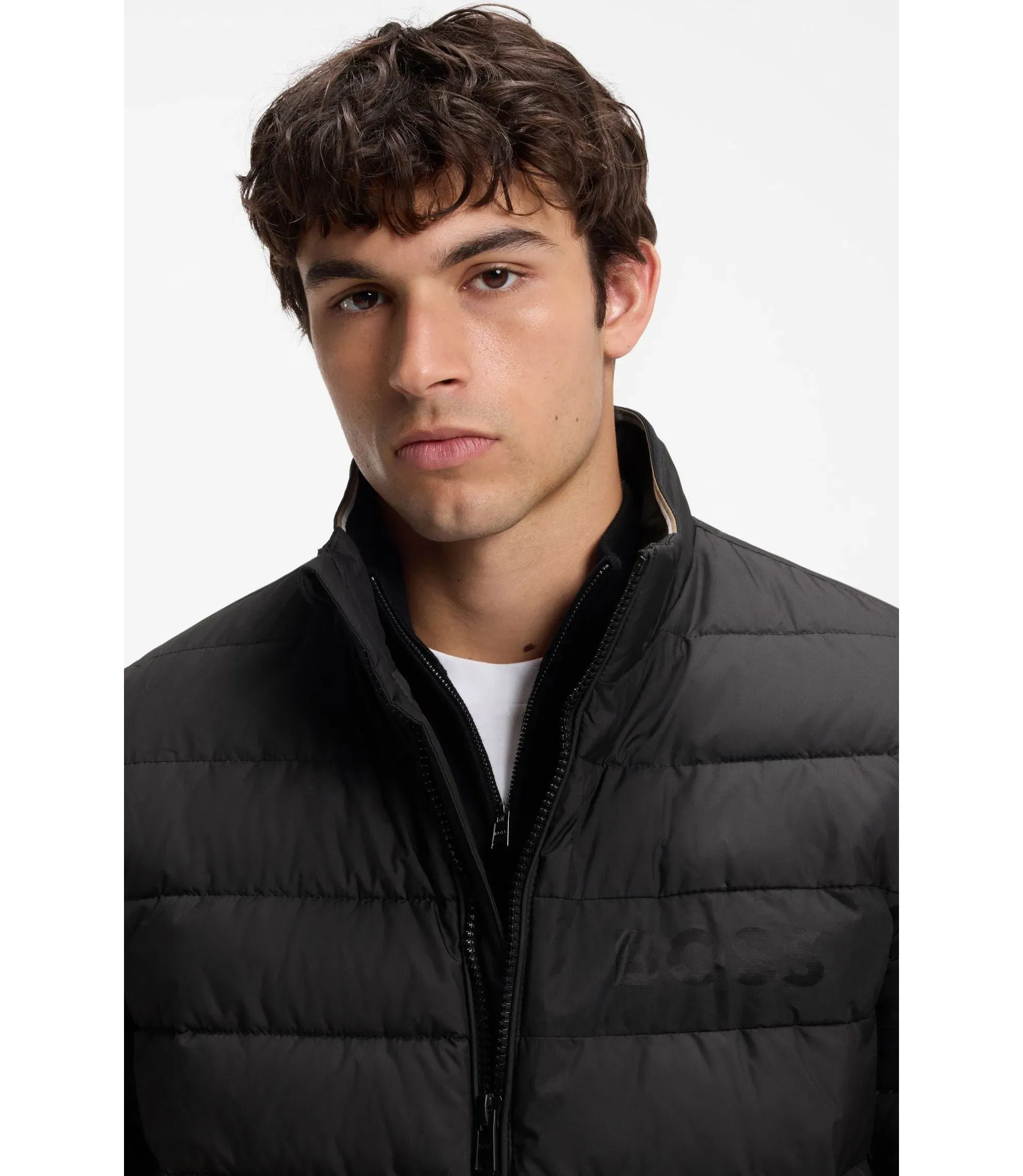 Boss Water Repellent Jacket With Logo Detail Black