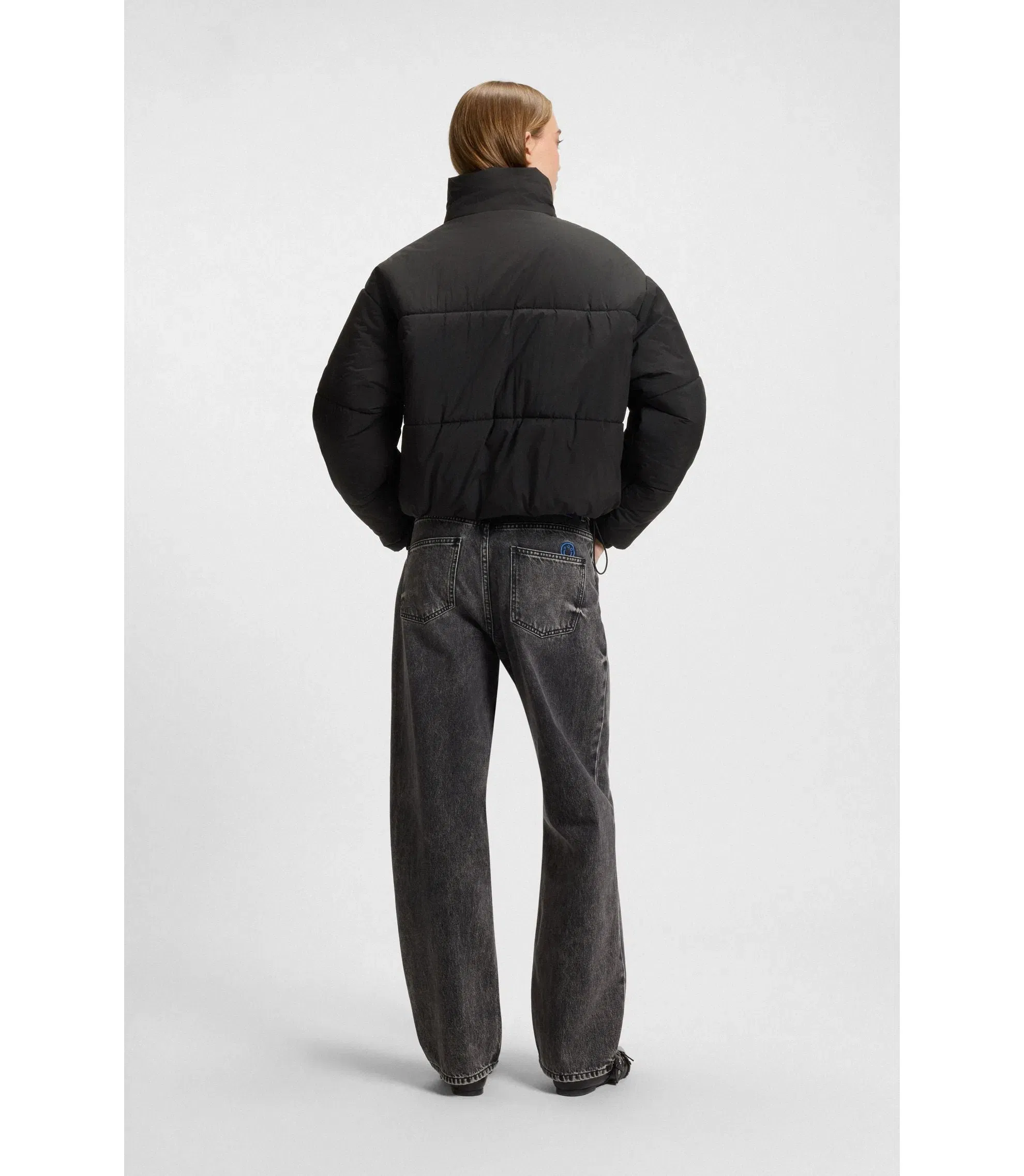 Hugo Water Repellent Jacket With Happy Hugo Badge Black Women's