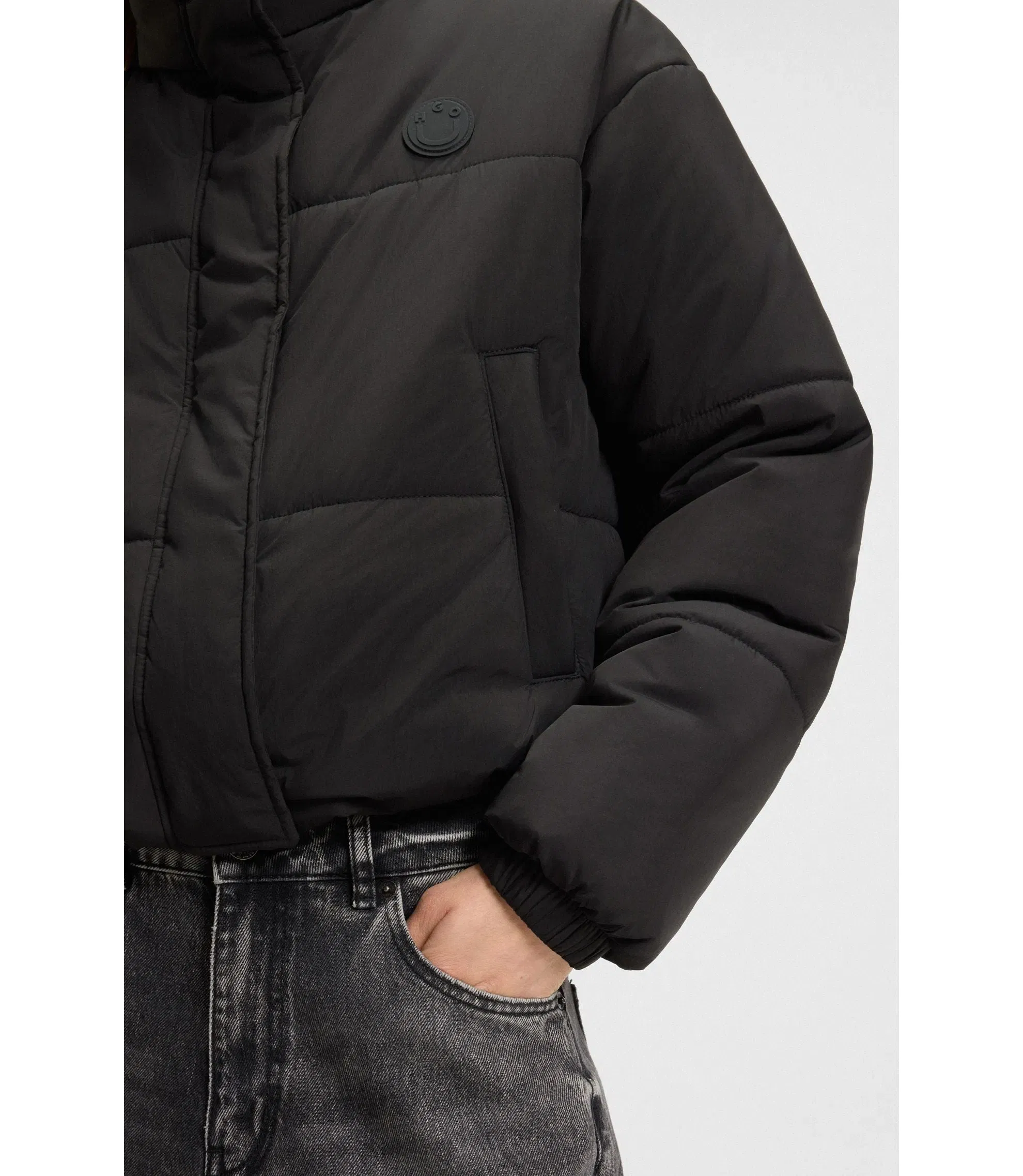 Hugo Water Repellent Jacket With Happy Hugo Badge Black Women's