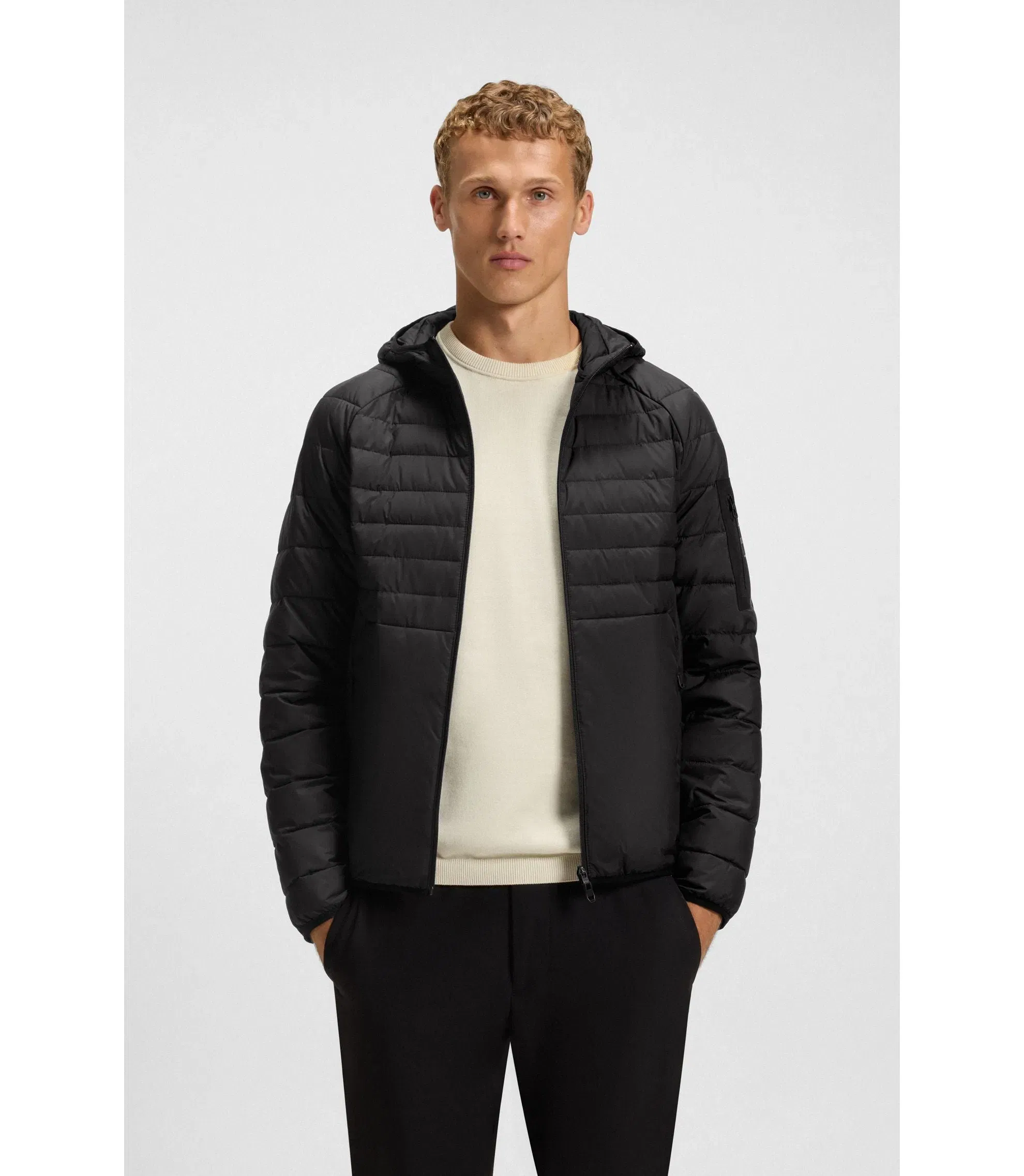 Boss Water Repellent Jacket With Decorative Reflective Details Black
