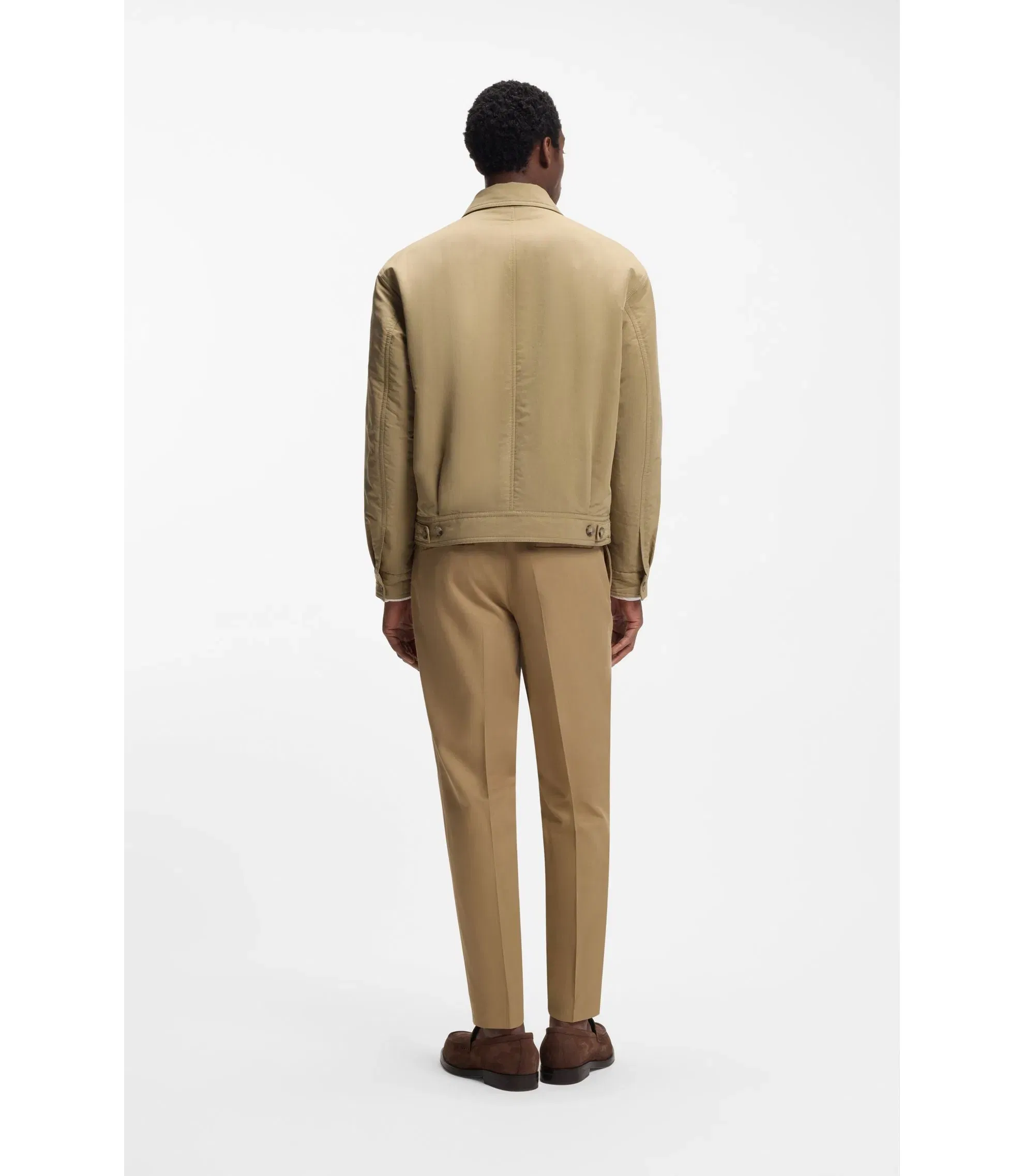 Boss Water Repellent Jacket In Peached Fabric Khaki