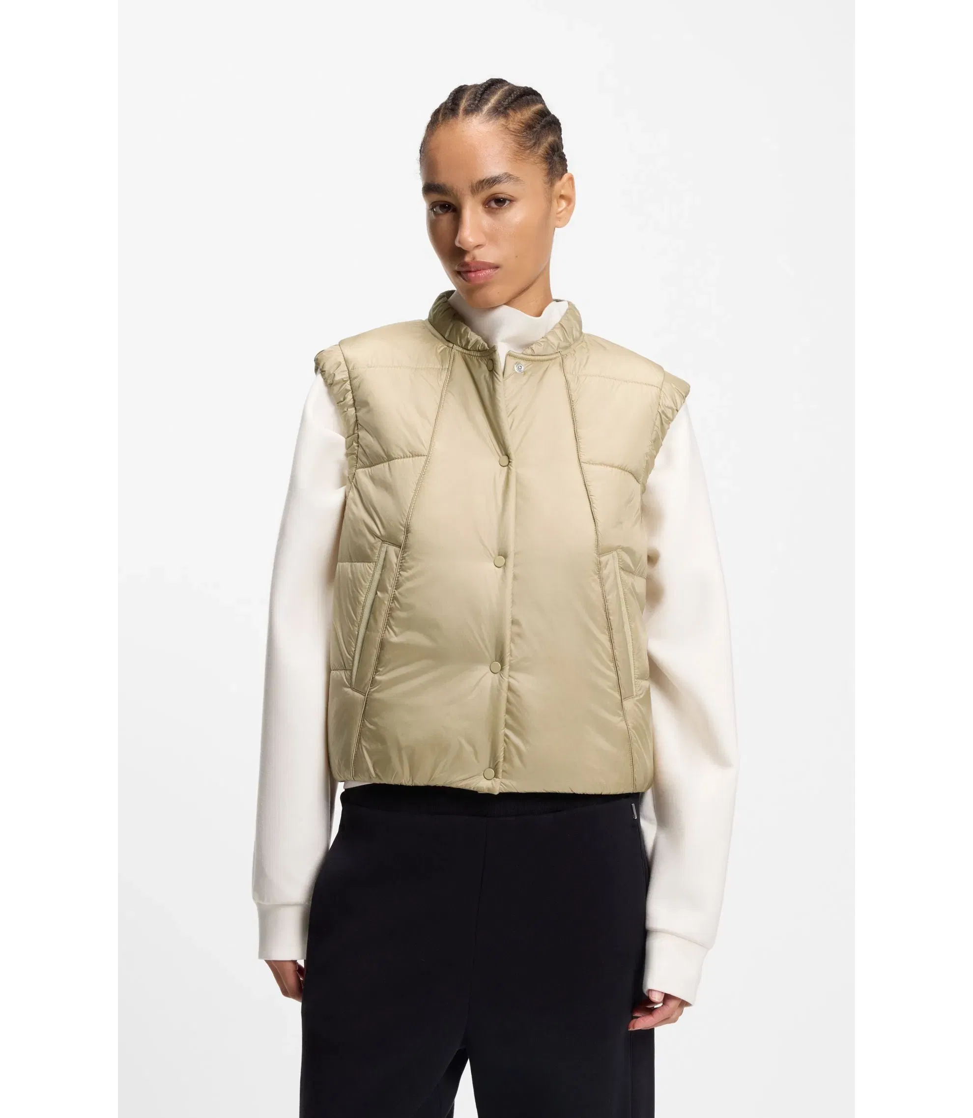 Boss Water Repellent Gilet With Wadding Light Beige Women's